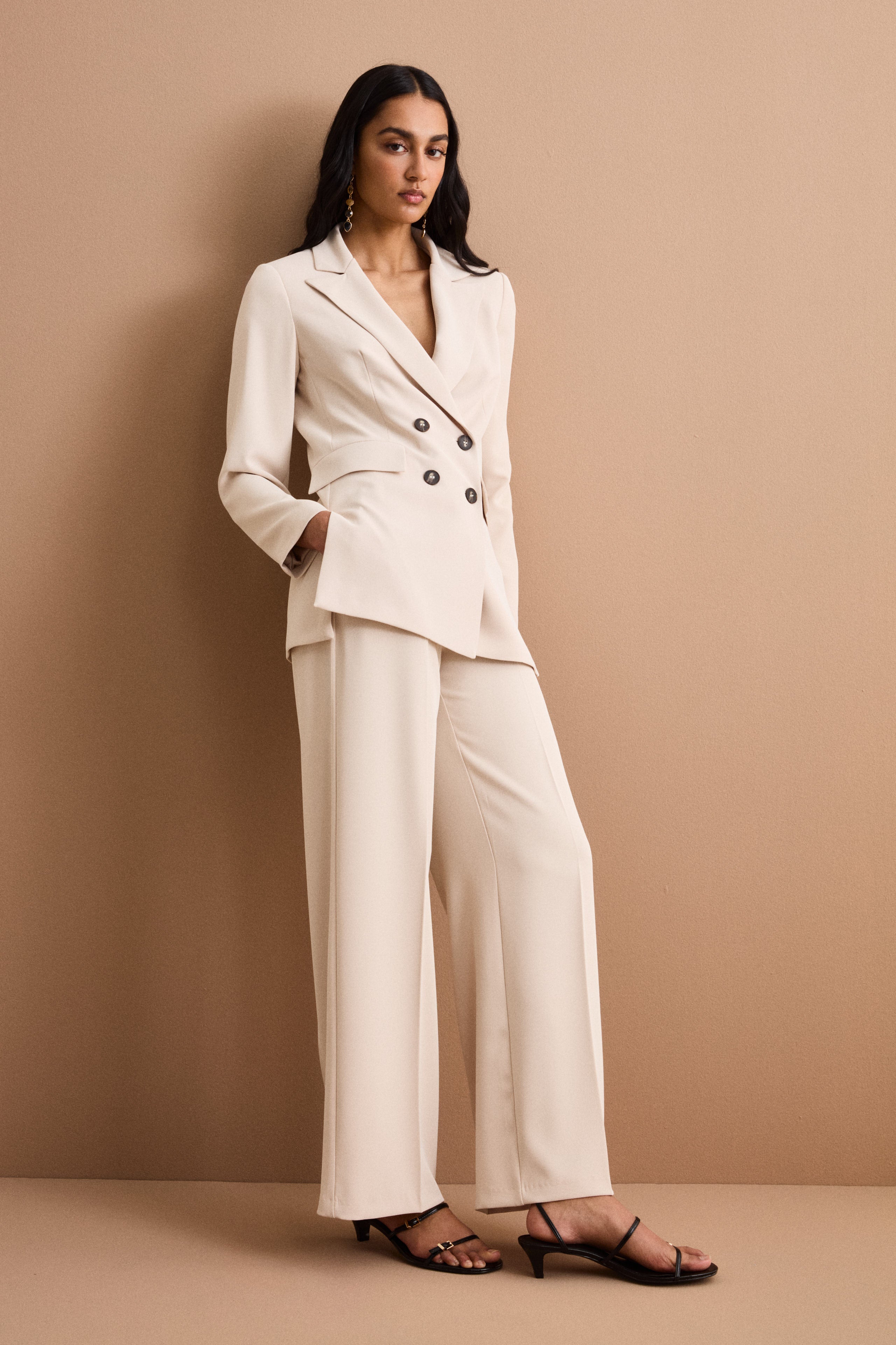 Palazzo-Cady-Hose mit Bügelfalte - Sandbraun