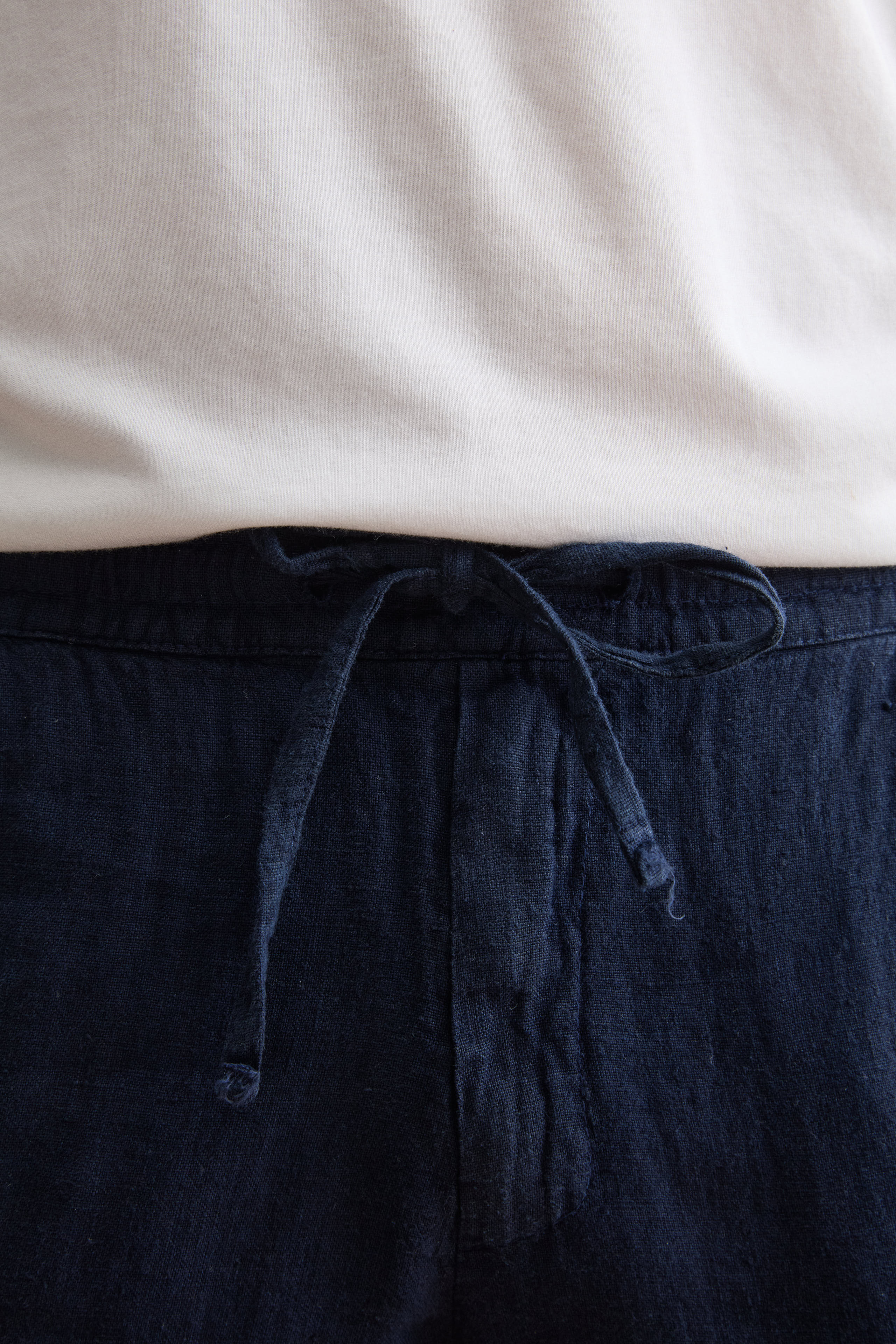 Herren-Leinenhose mit Kordelzug und Elastikbund - BLAU