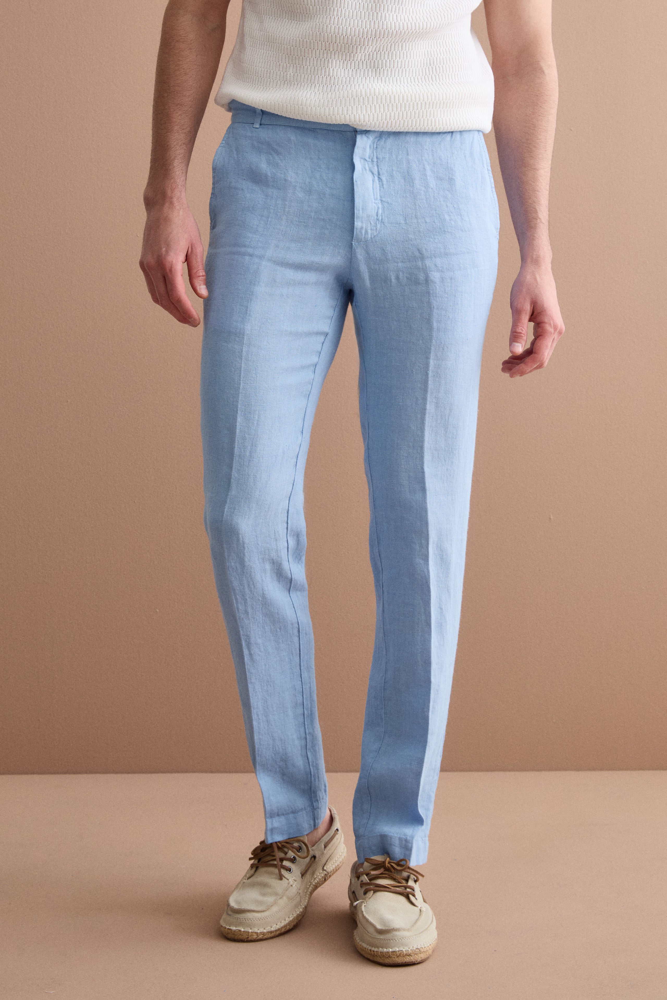 cigarette linen trousers Regular-fit cigarette-leg linen trousers