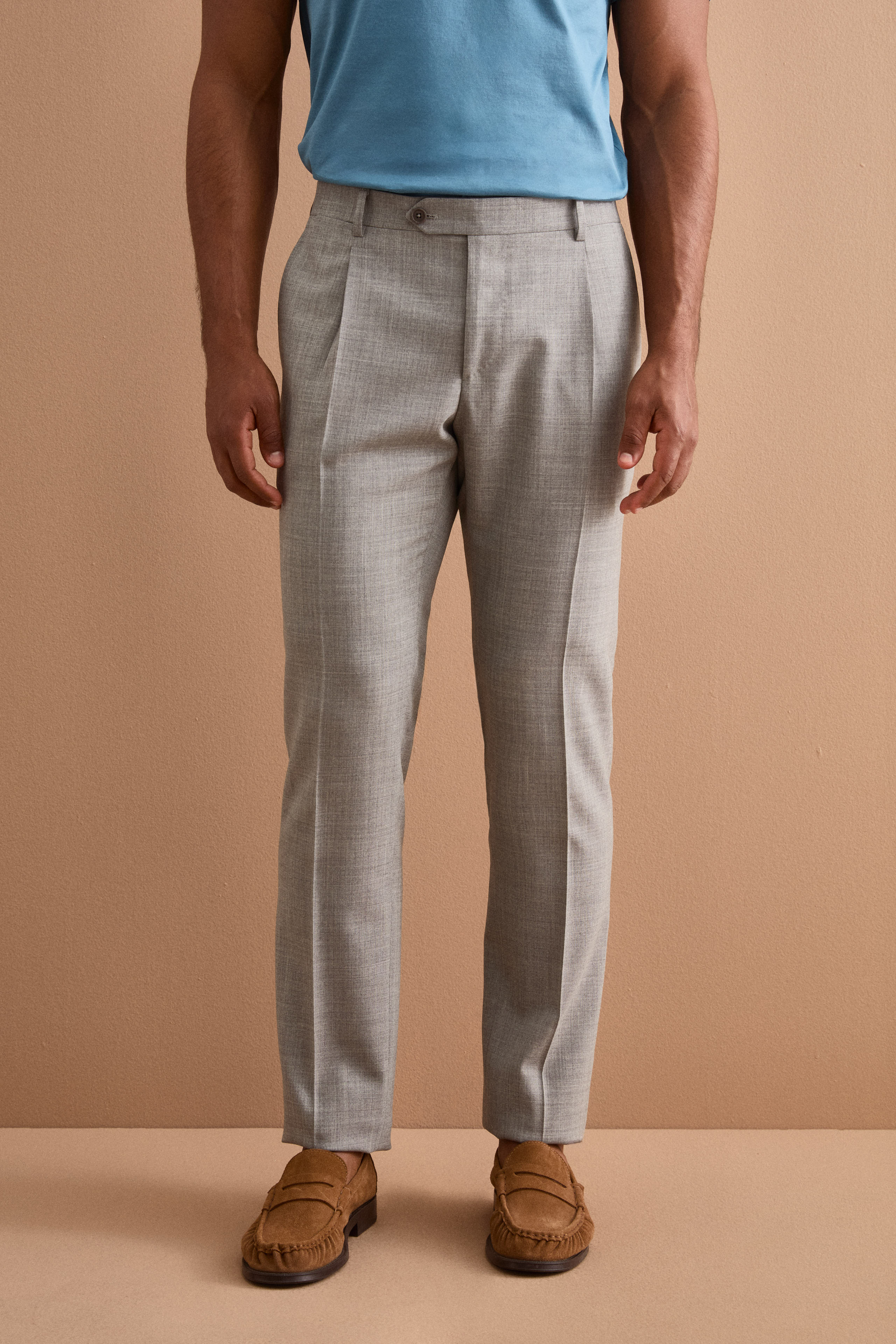 Costume Homme Gris iTravel Monopetto en Laine Vierge - Gris clair