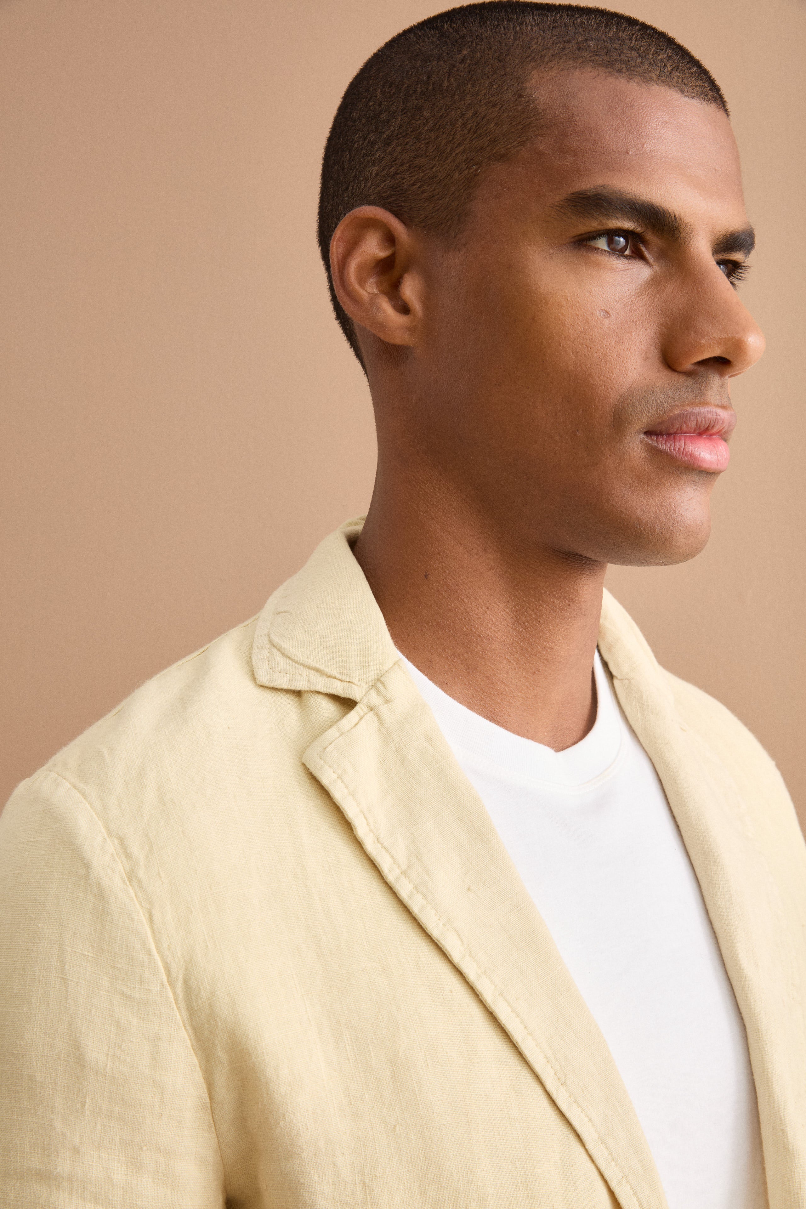 Ungefütterte Regular-Fit-Leinenjacke - Sandbraun