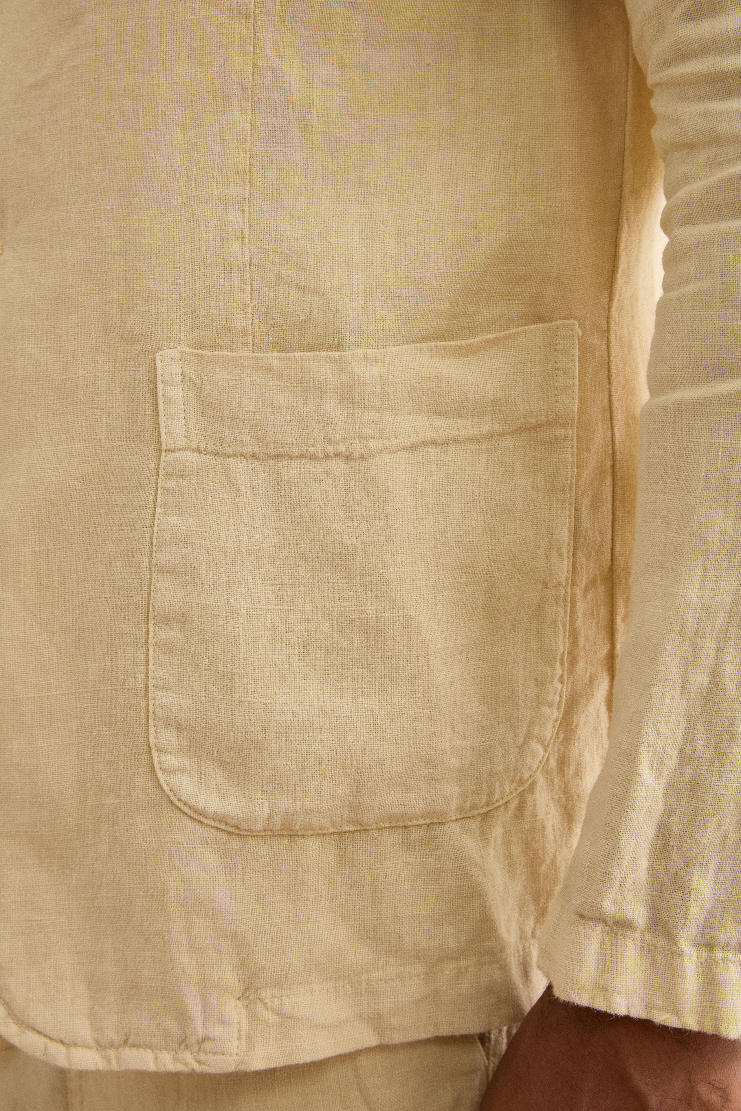 Ungefütterte Regular-Fit-Leinenjacke - Sandbraun