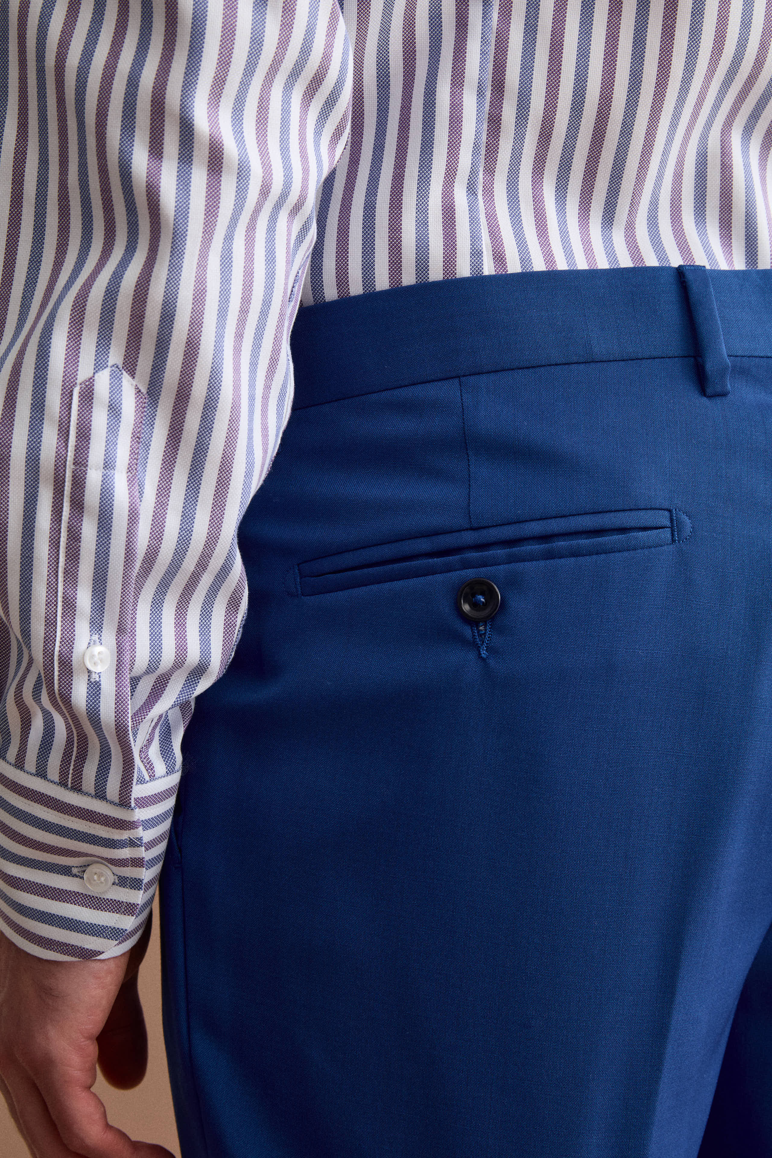 Men’s elegant slim-fit virgin wool suit - Royal blue
