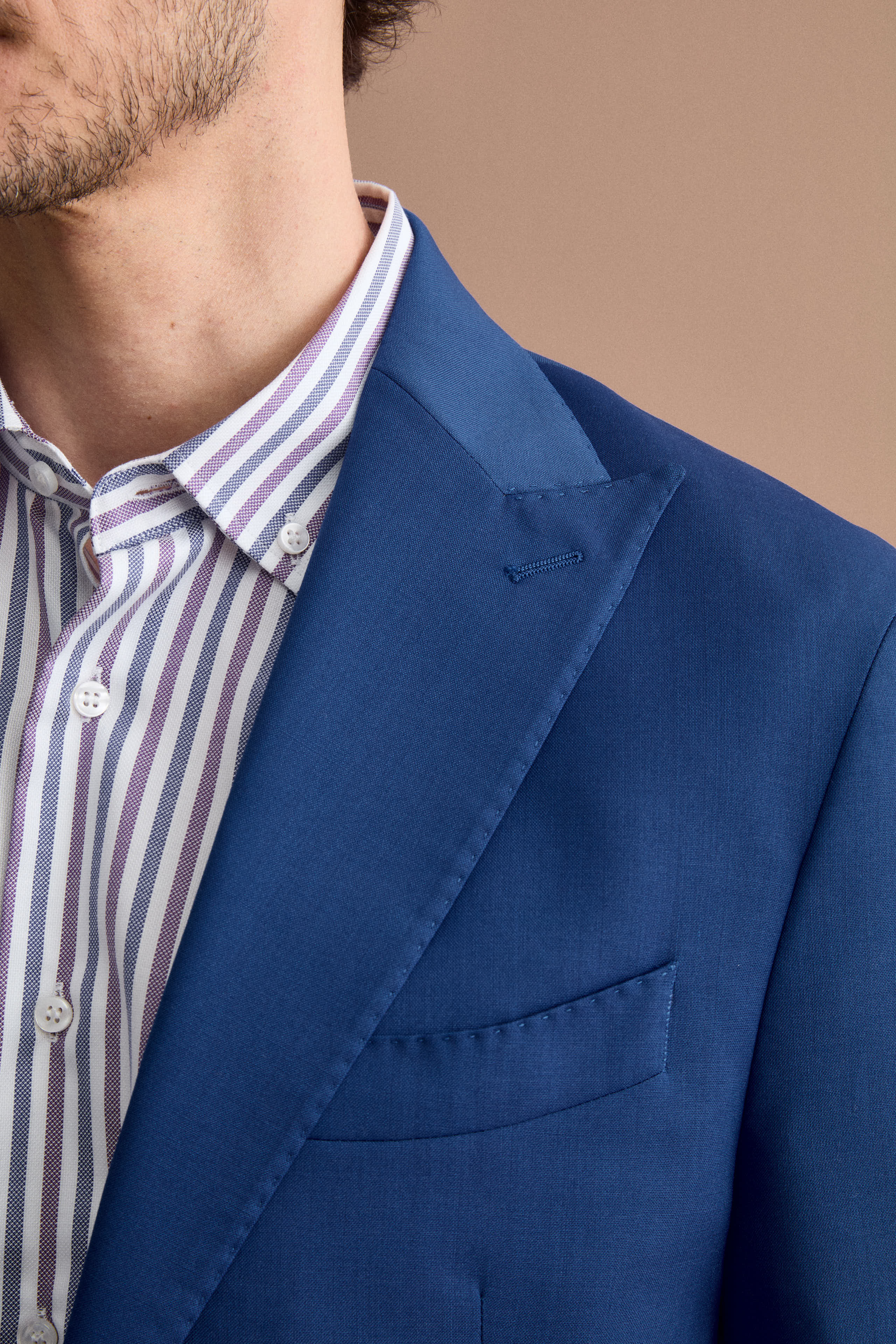 Men’s elegant slim-fit virgin wool suit - Royal blue