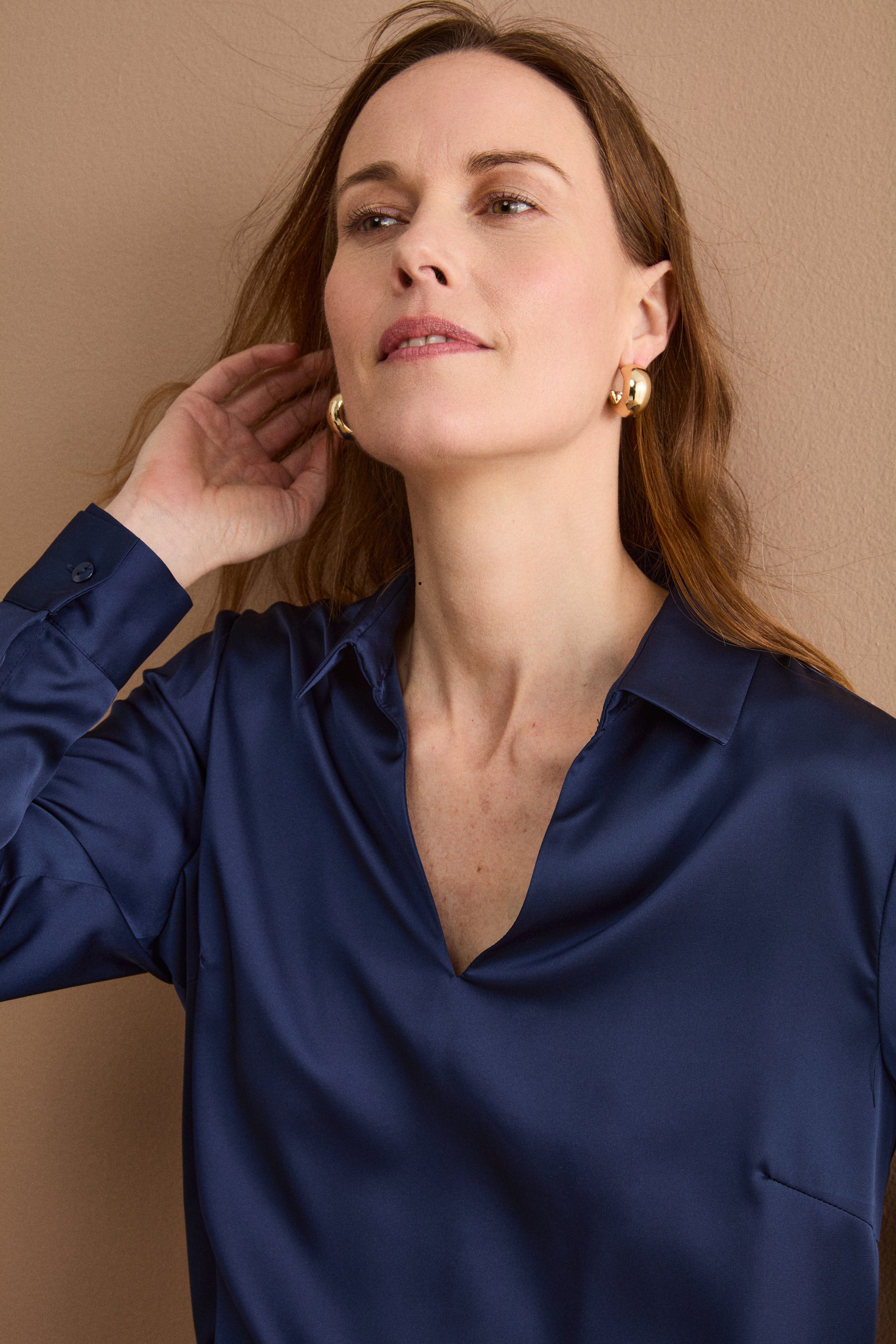 Blouse élégante oversize avec col chemise - BLEU