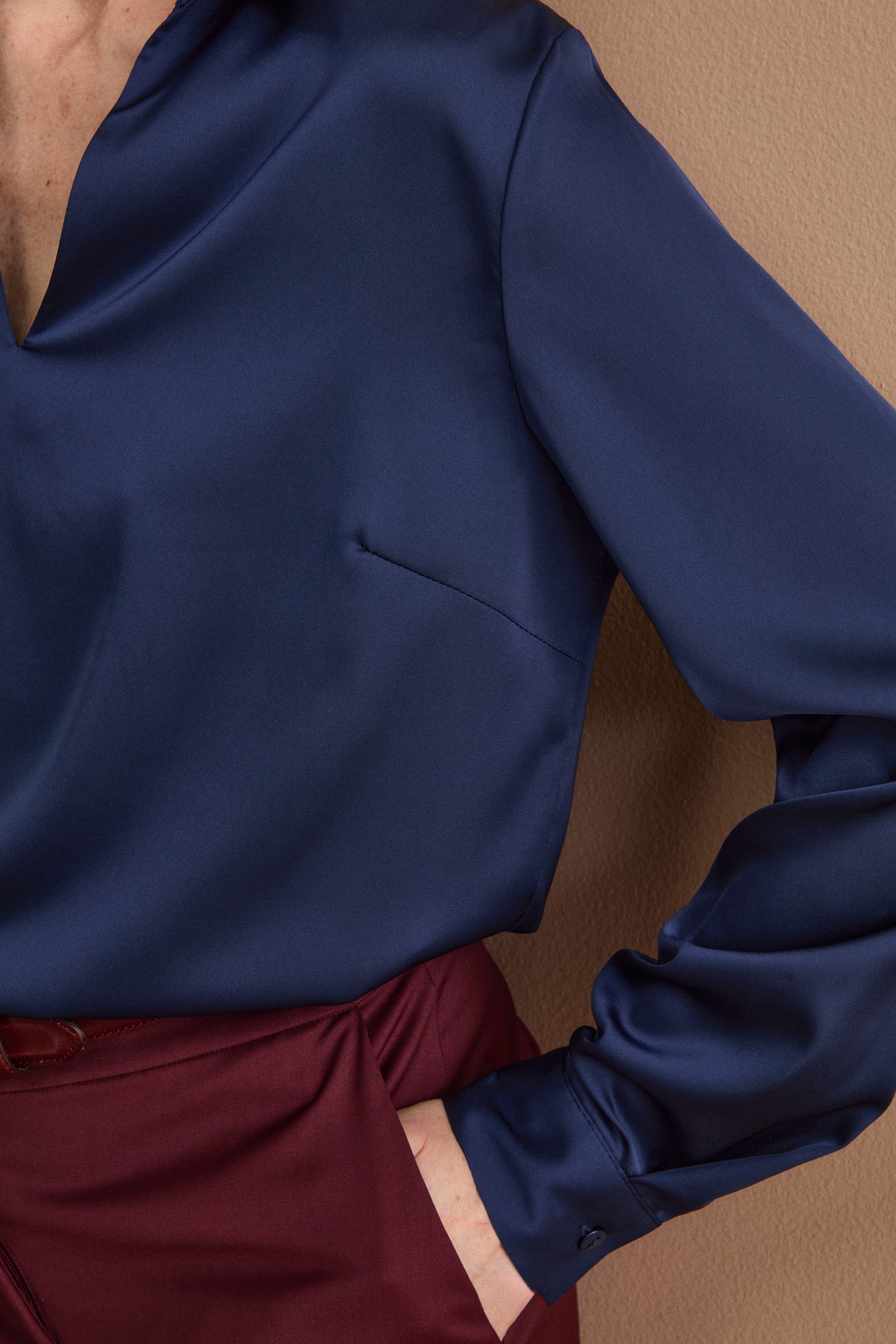 Blouse élégante oversize avec col chemise - BLEU