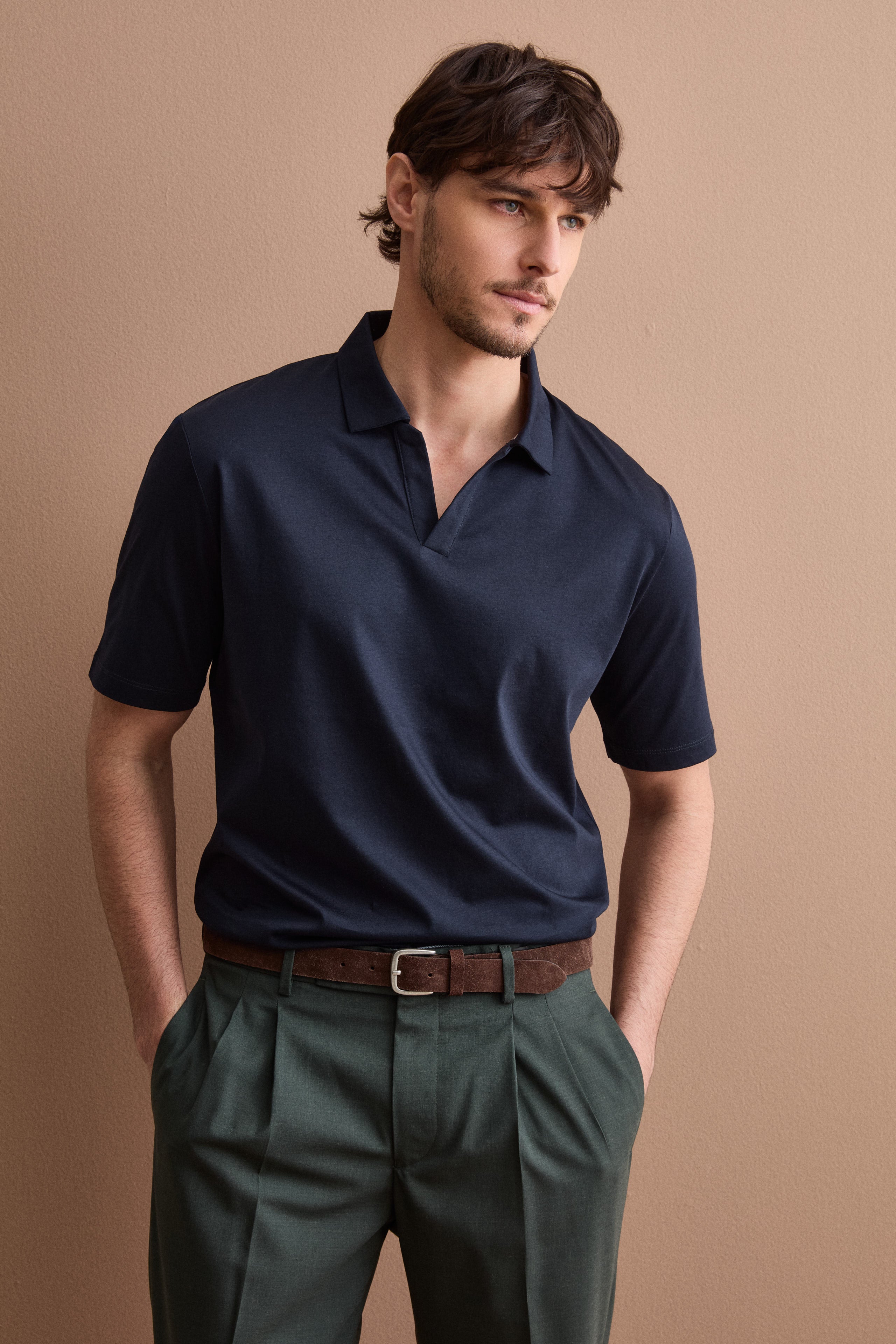 Herren Derby-Polo aus schottischem Lisle-Garn - Mitternachtsblau