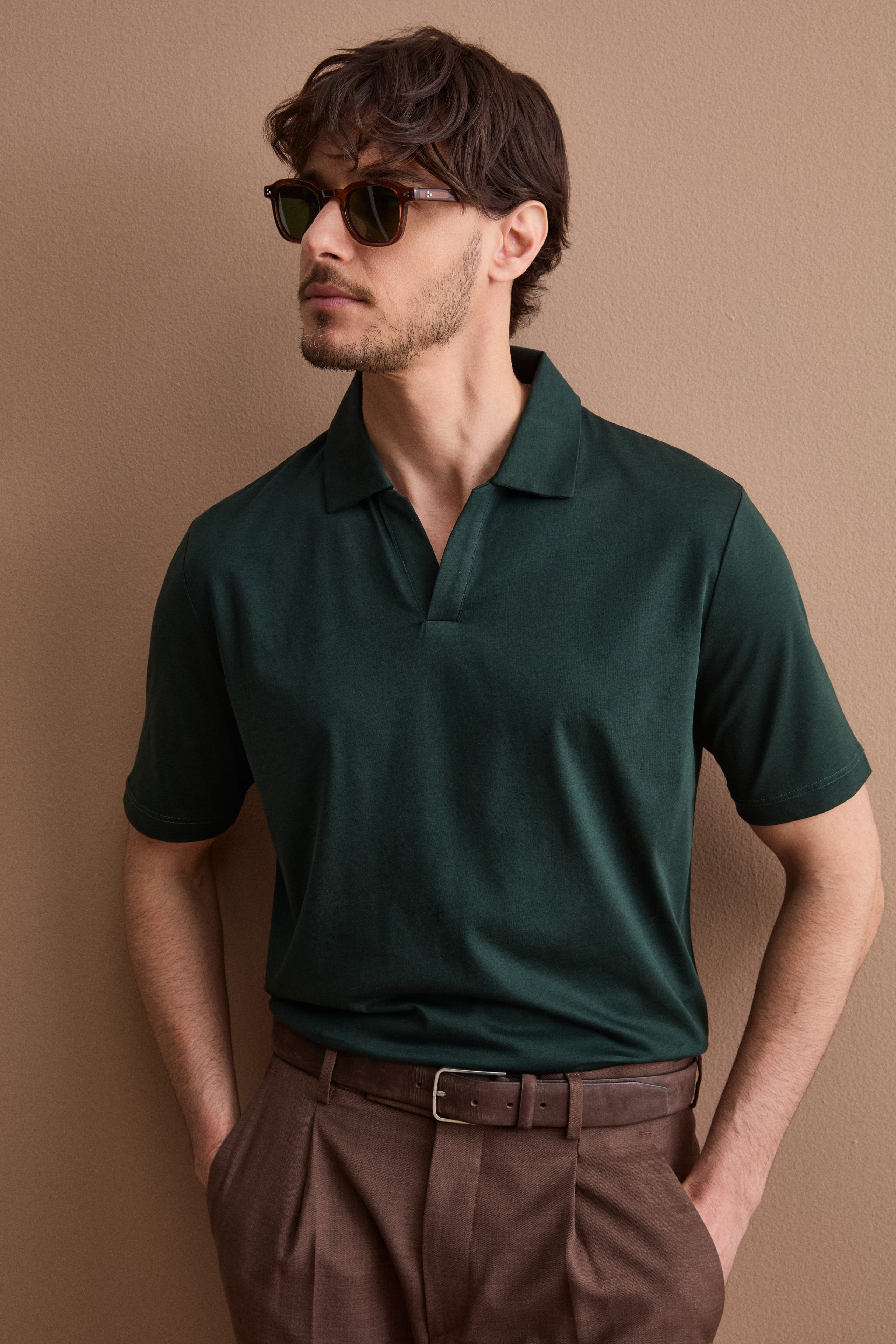 Herren Derby Polo aus Jersey - Dunkelgrün