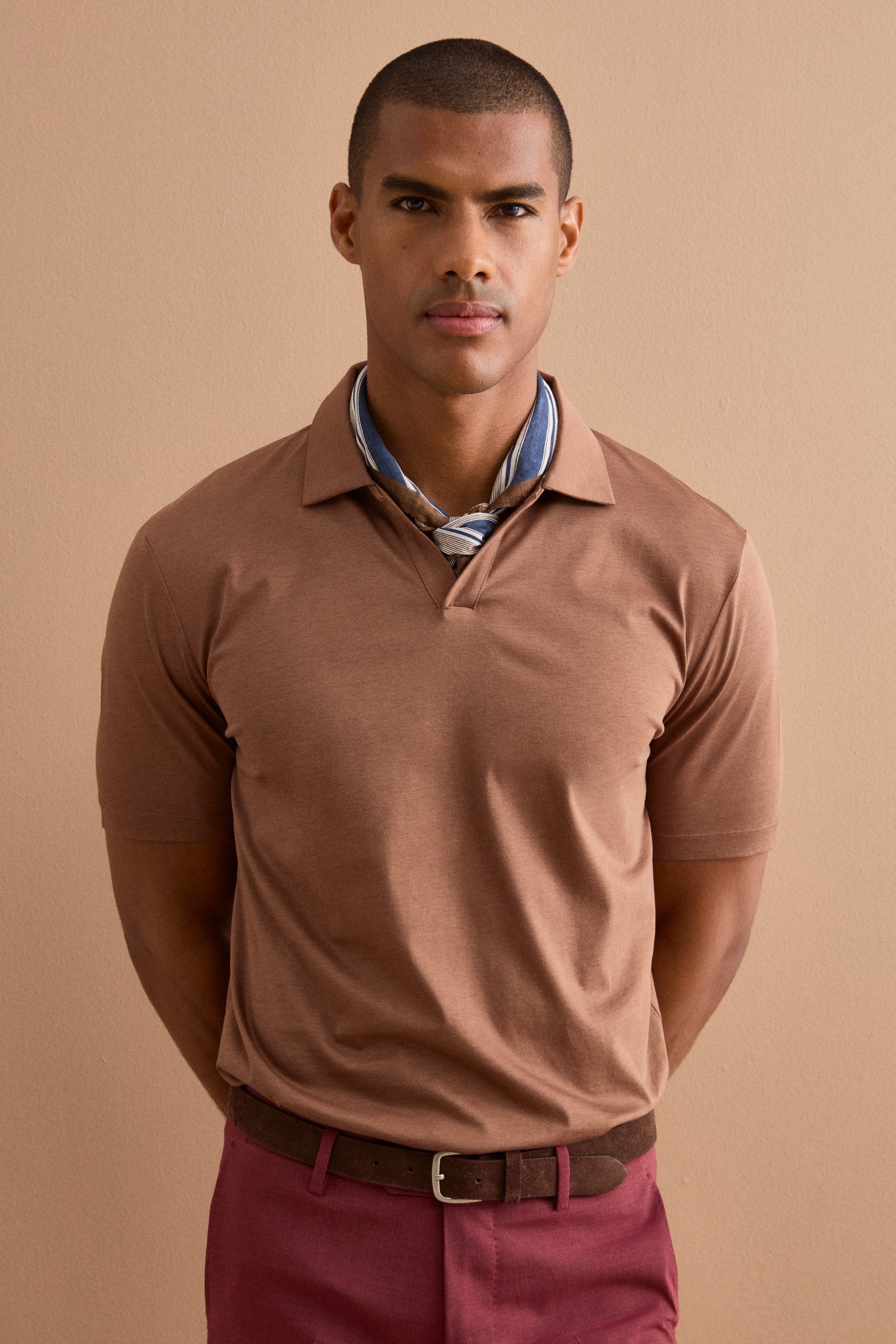 Men’s Jersey Derby Polo - Tobacco brown