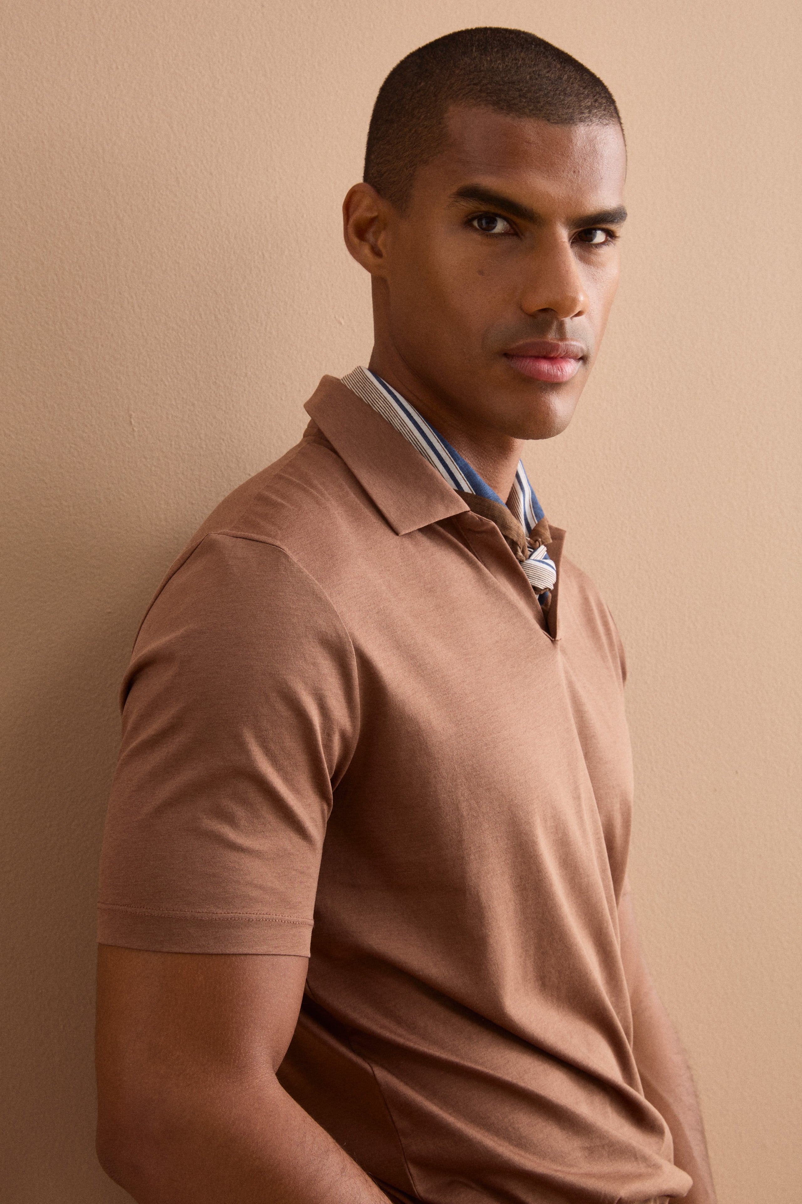 Men’s Jersey Derby Polo - Tobacco brown