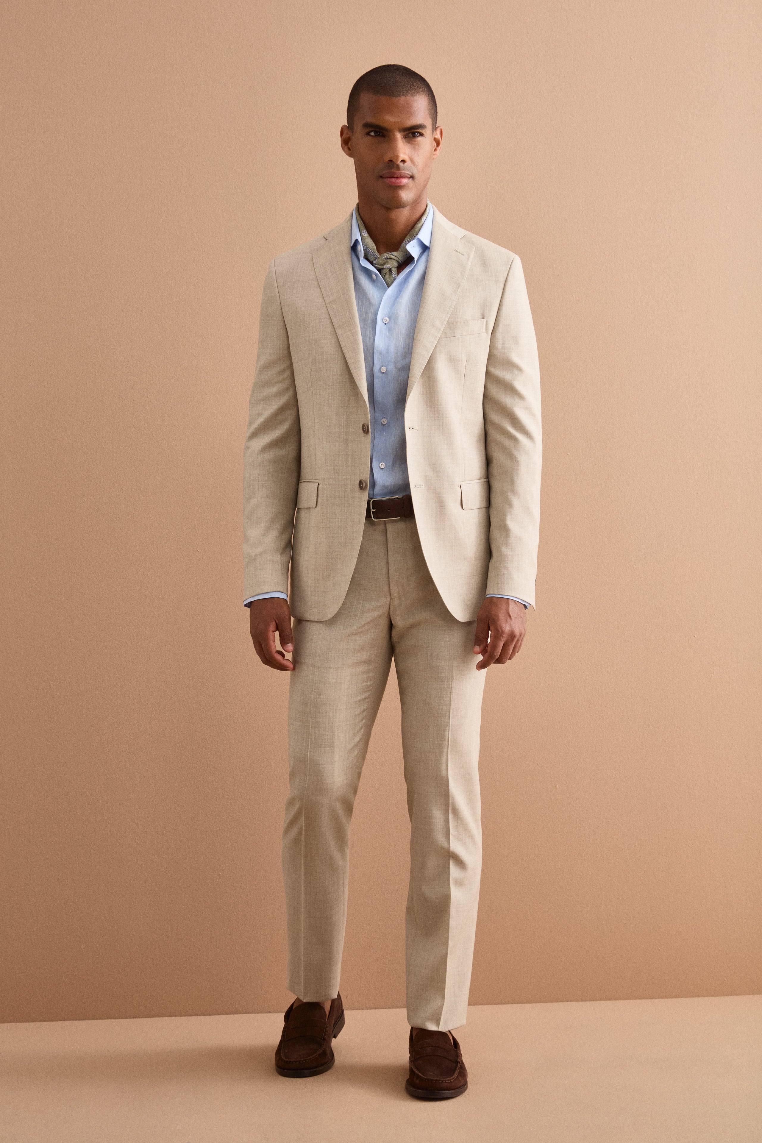 Abito Monopetto Beige in Lino Regular Fit - BEIGE