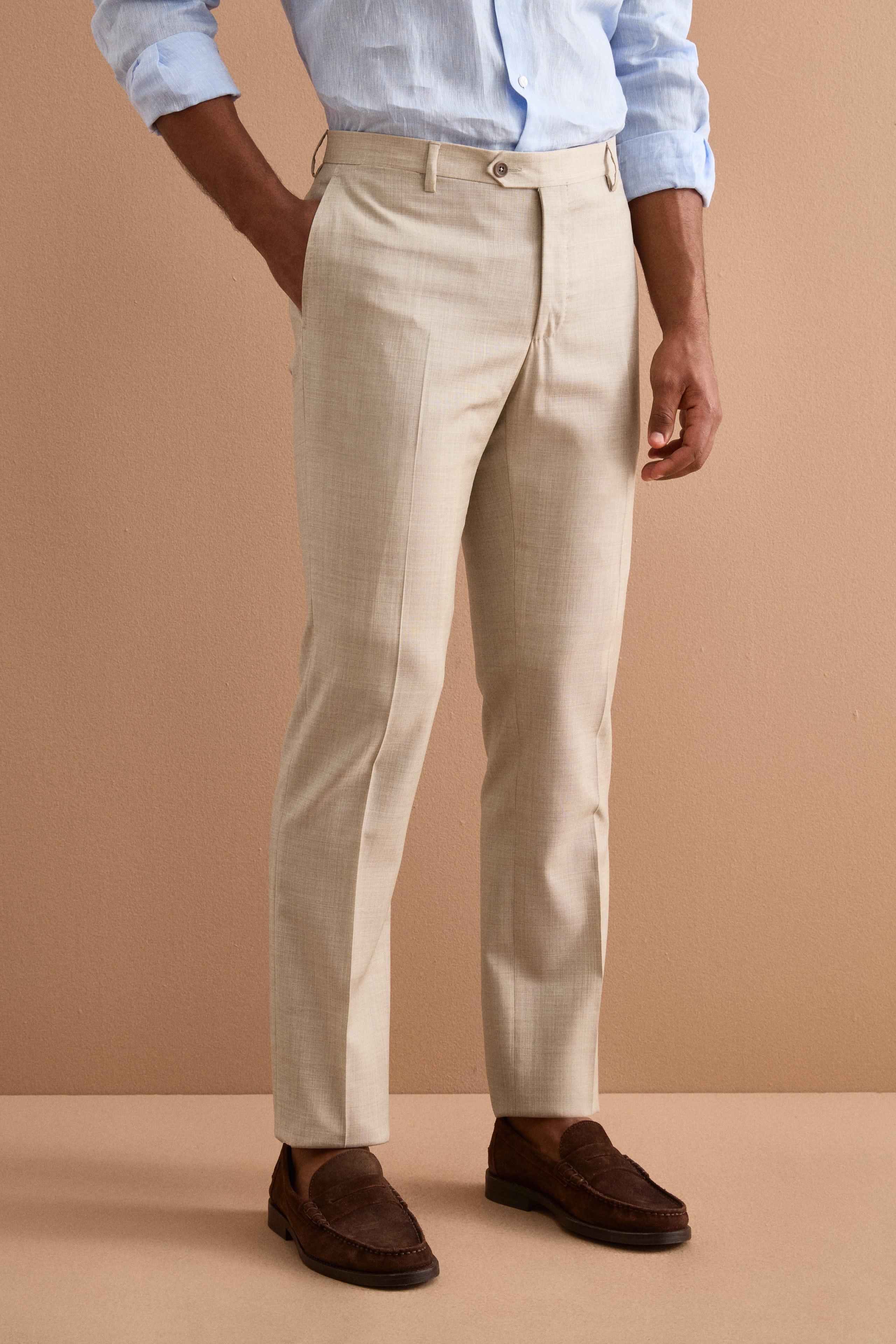Abito Monopetto Beige in Lino Regular Fit - BEIGE