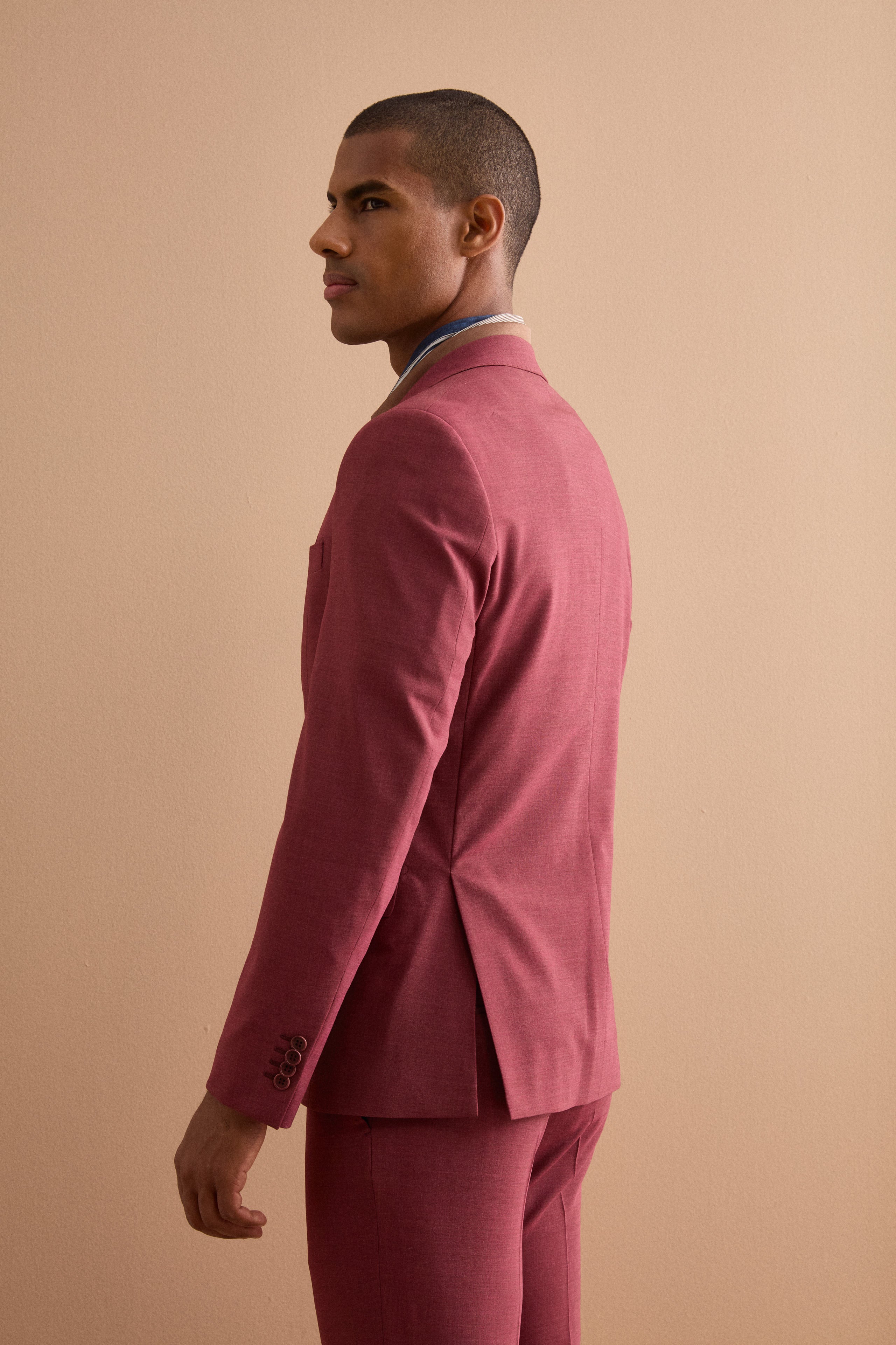 Men’s Bordeaux Slim Fit Single-Breasted Suit- Burgundy