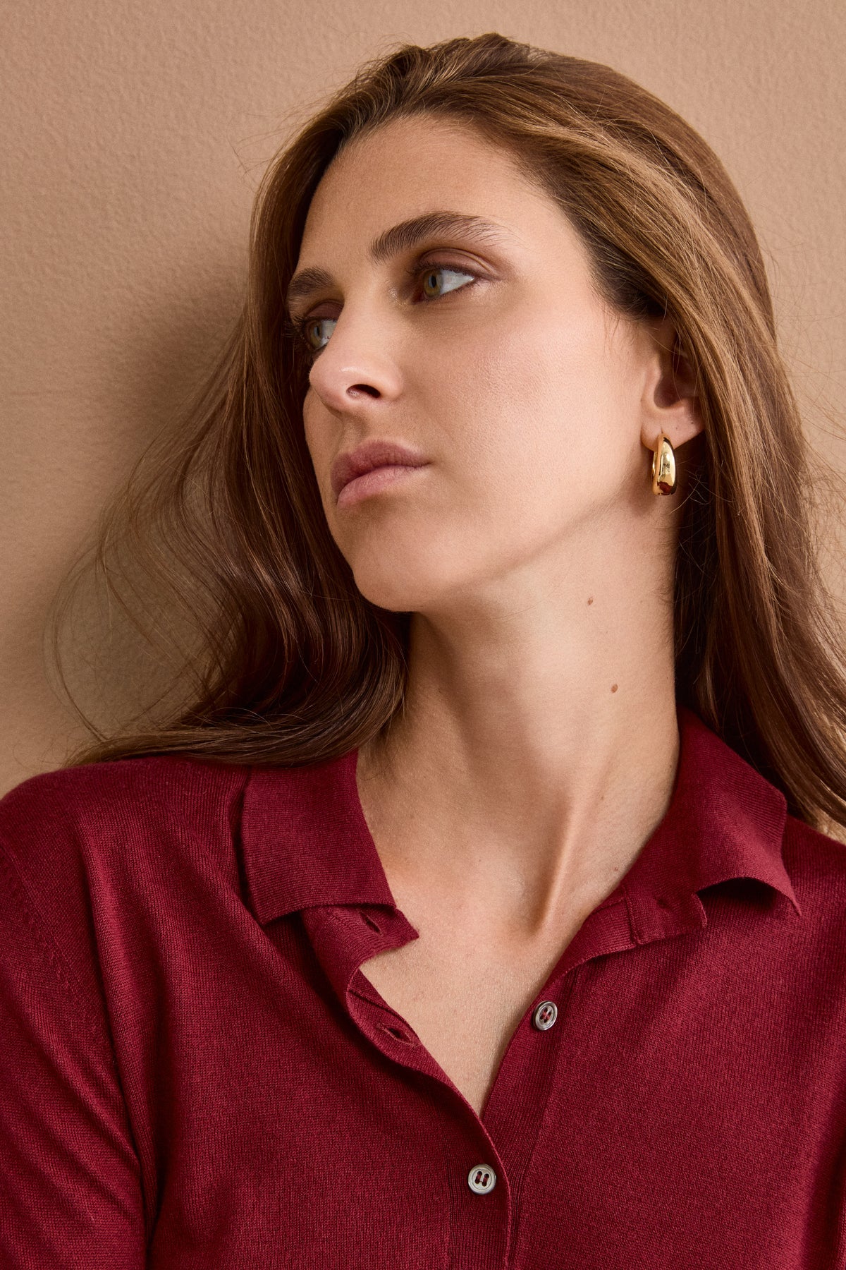 Polo Boxy Manica Lunga in Seta e Cashmere - BORDEAUX