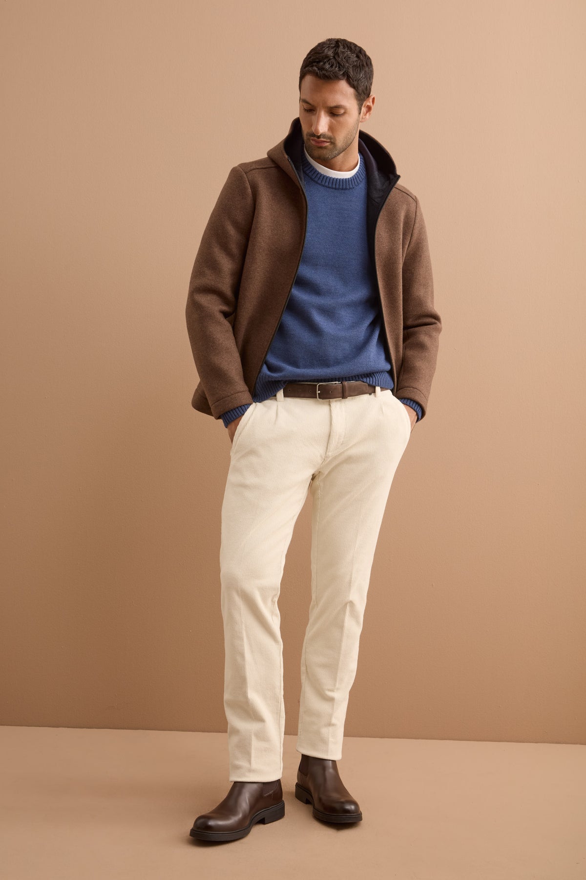 Pantalore Regular Fit in Velluto con Pinces - BIANCO