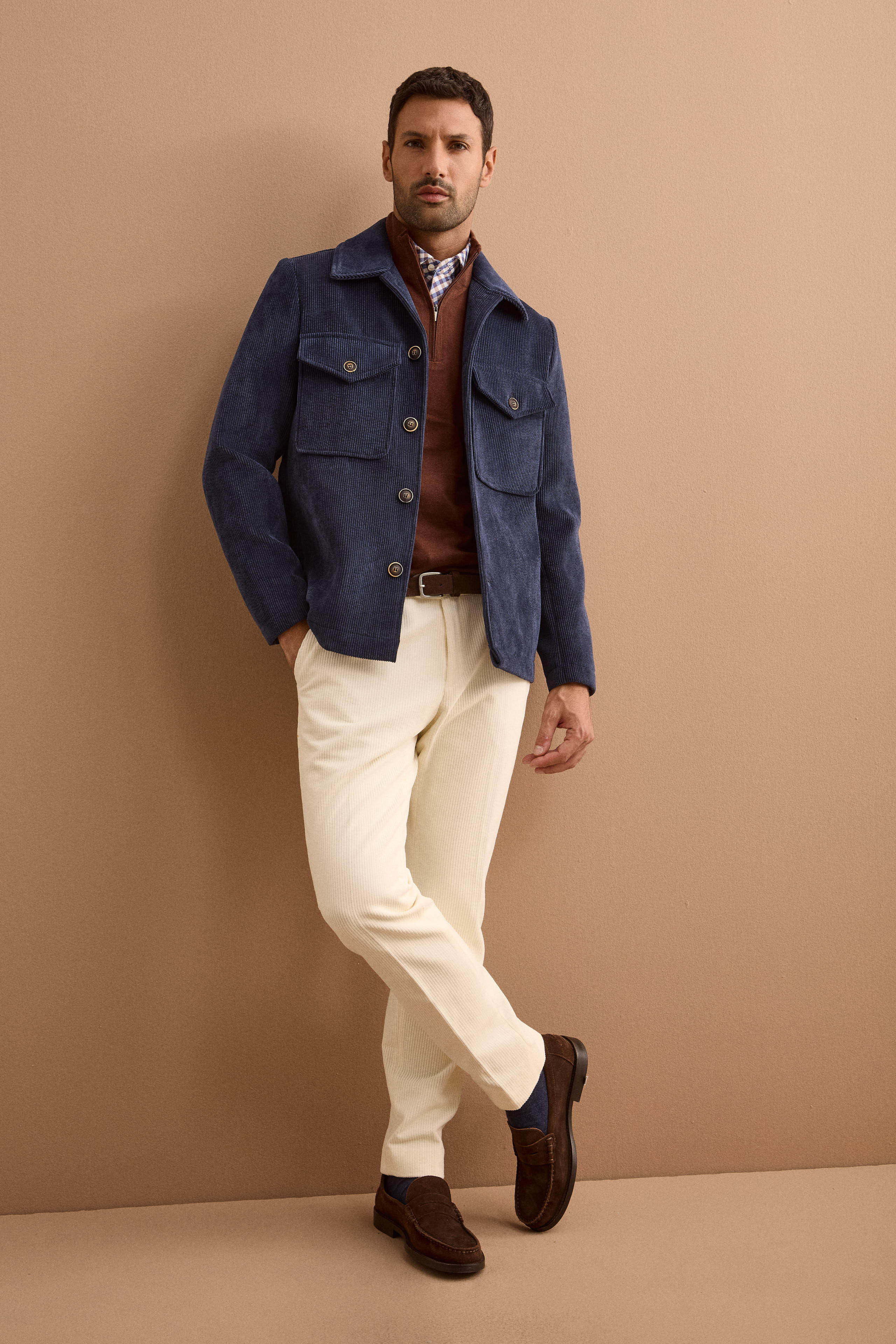 Virgin Wool Single-Breasted Slim Fit Check Suit - BLUE