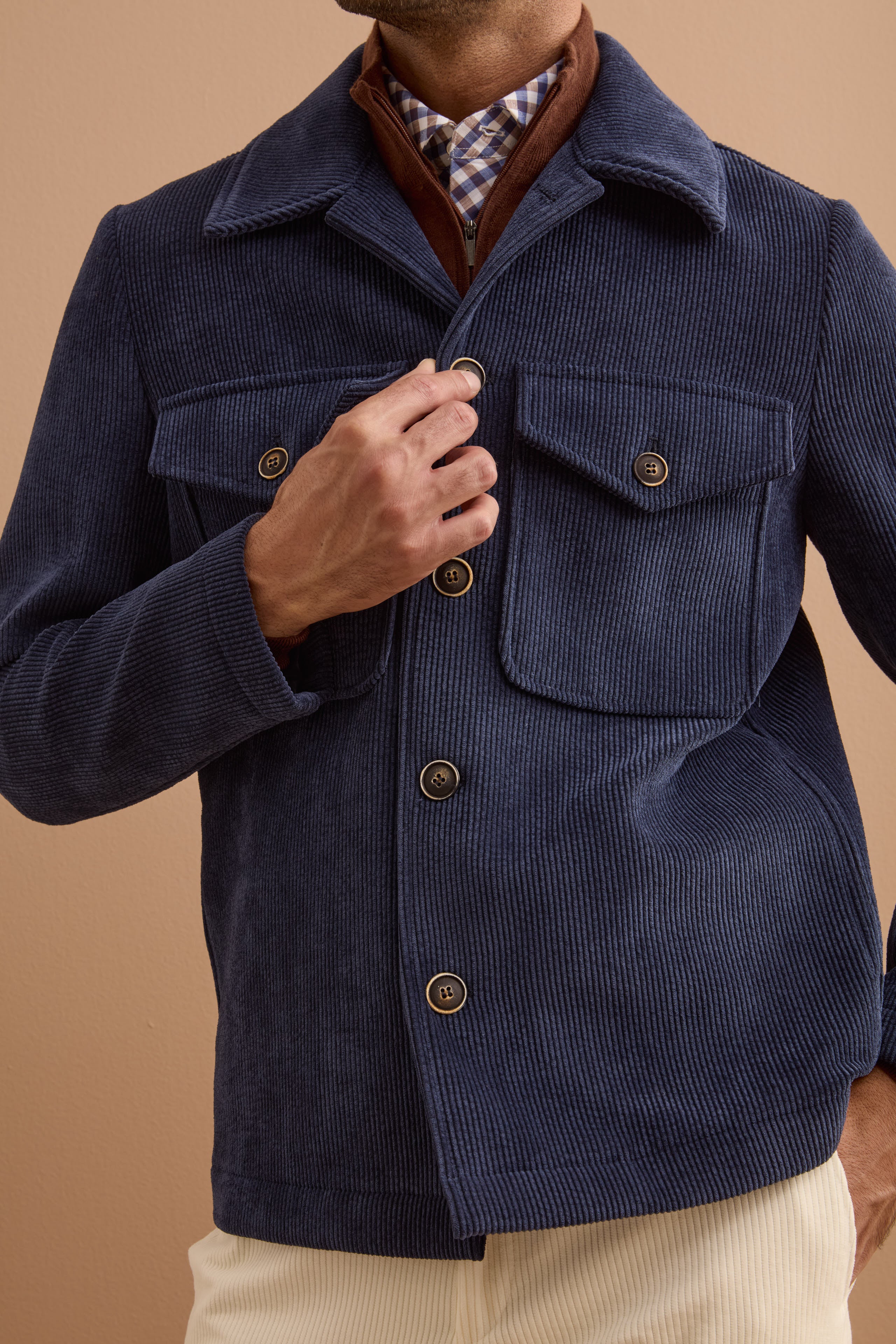 Virgin Wool Single-Breasted Slim Fit Check Suit - BLUE
