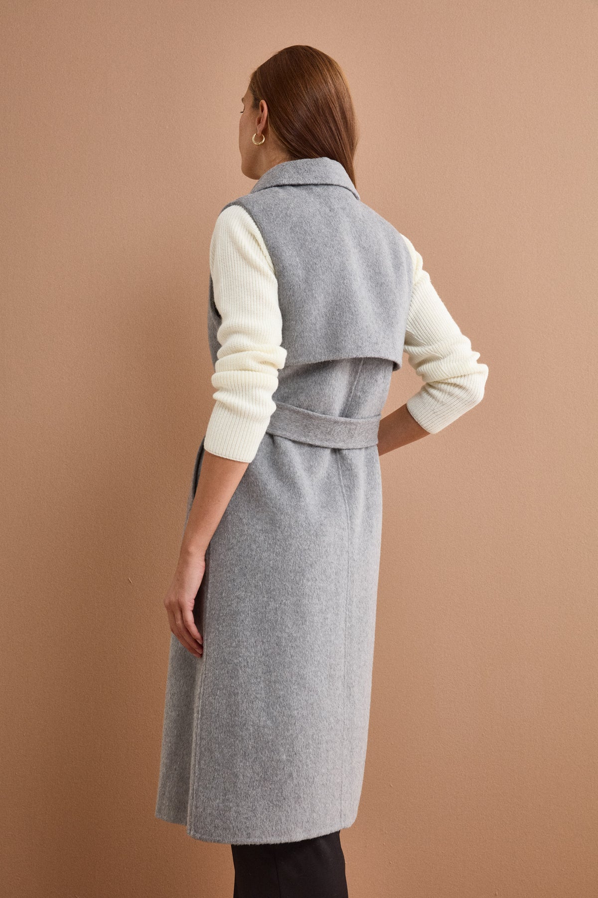 Long Double-Breasted Double-Faced Wool-Blend Vest - GREY