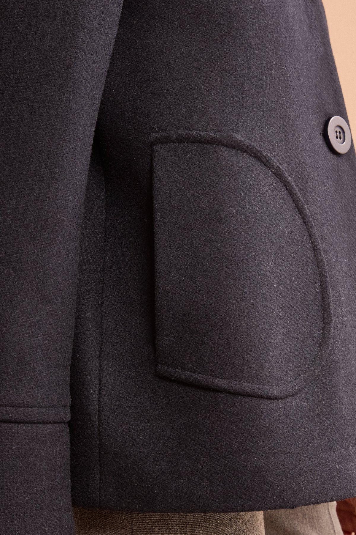 Cappotto Corto con Collo a Camicia in Misto Lana - BLU