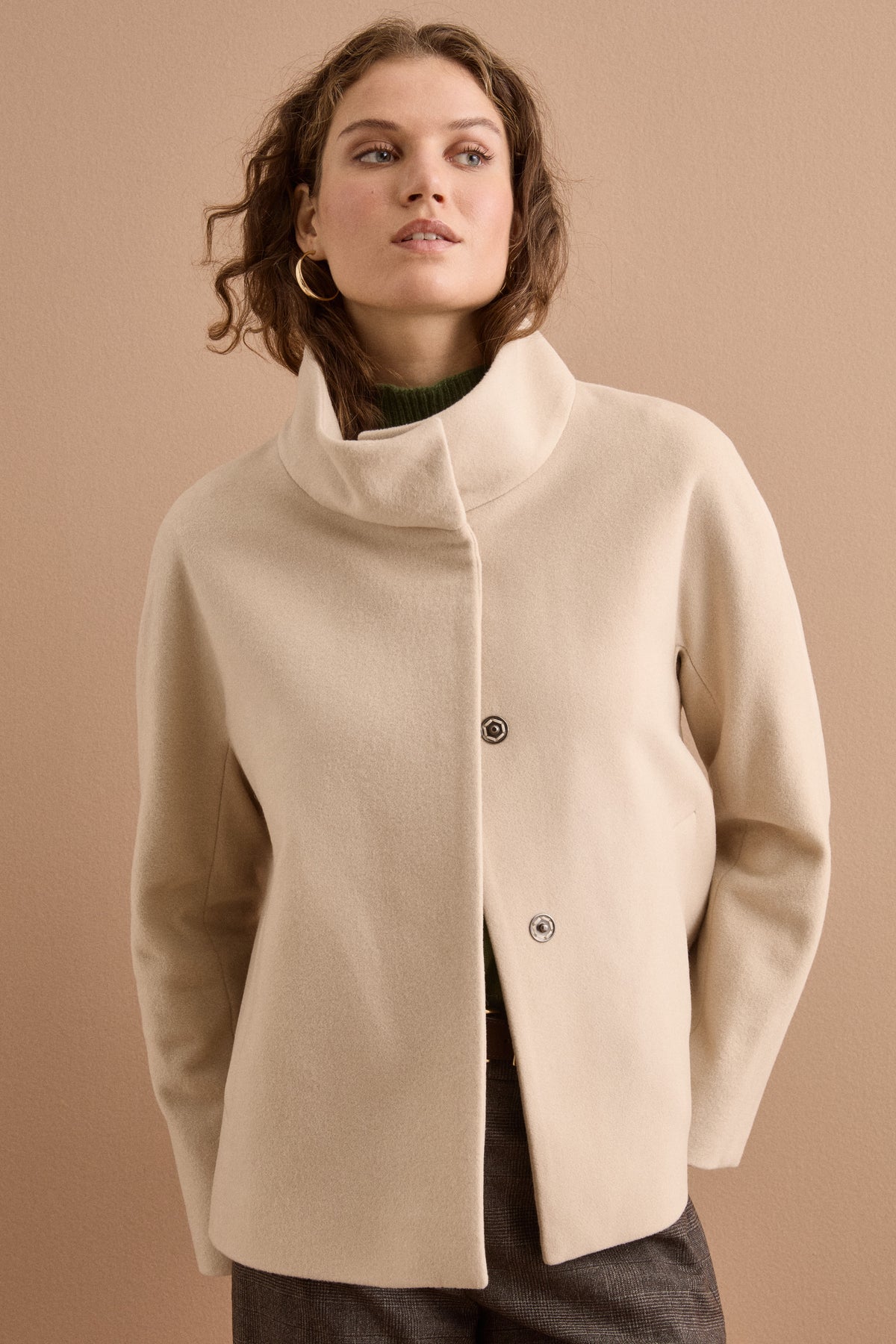Cappotto Corto in Lana e Cashmere - BURRO