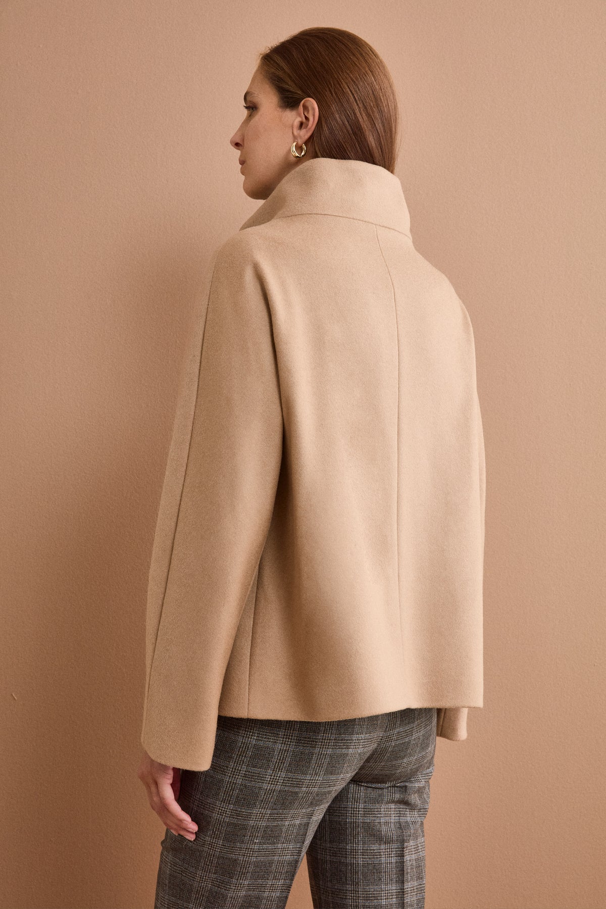 Short Lined Wool and Cashmere Coat - Camel
