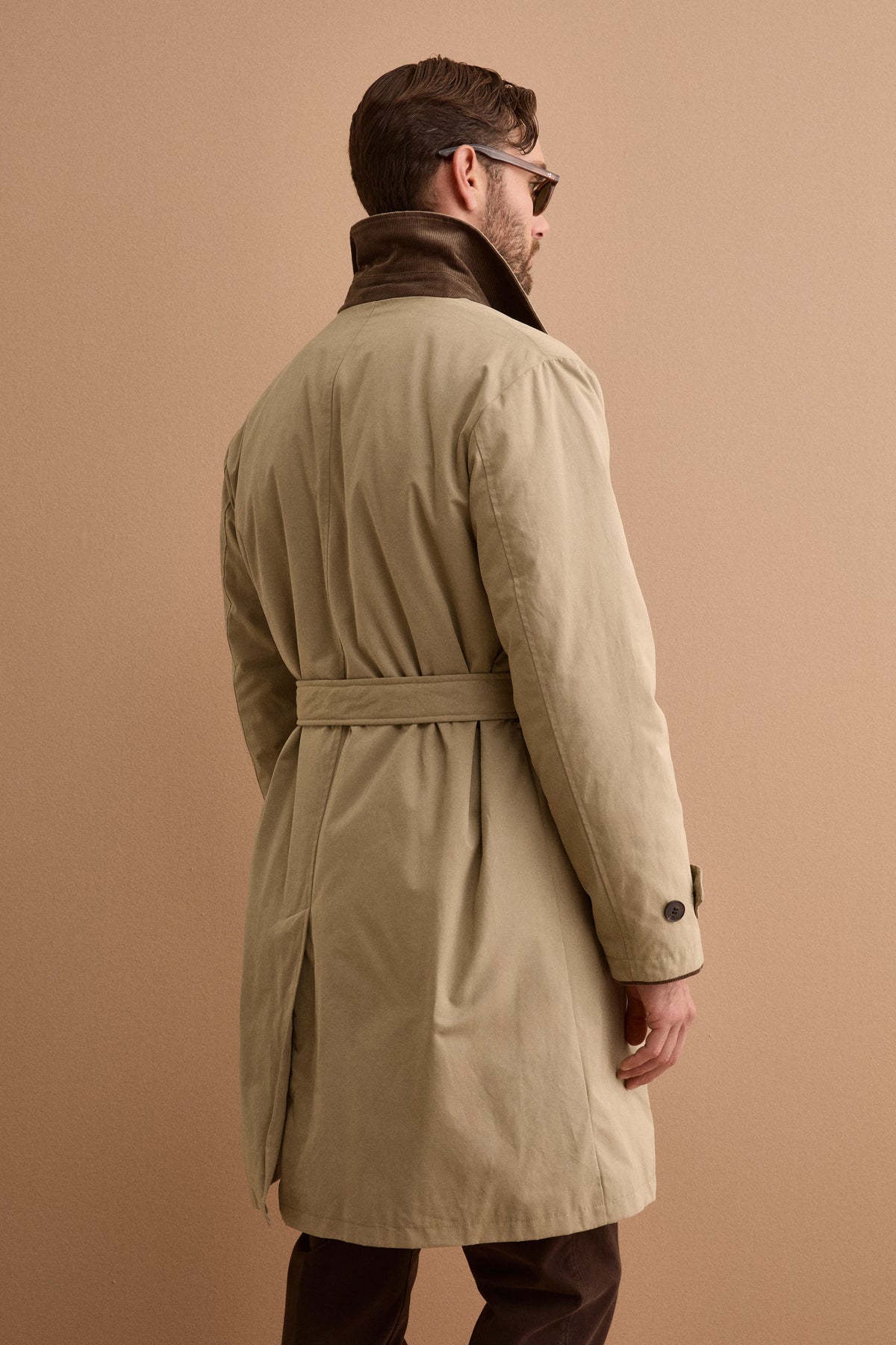 Trench Midi in Misto Cotone con Cintura - BEIGE