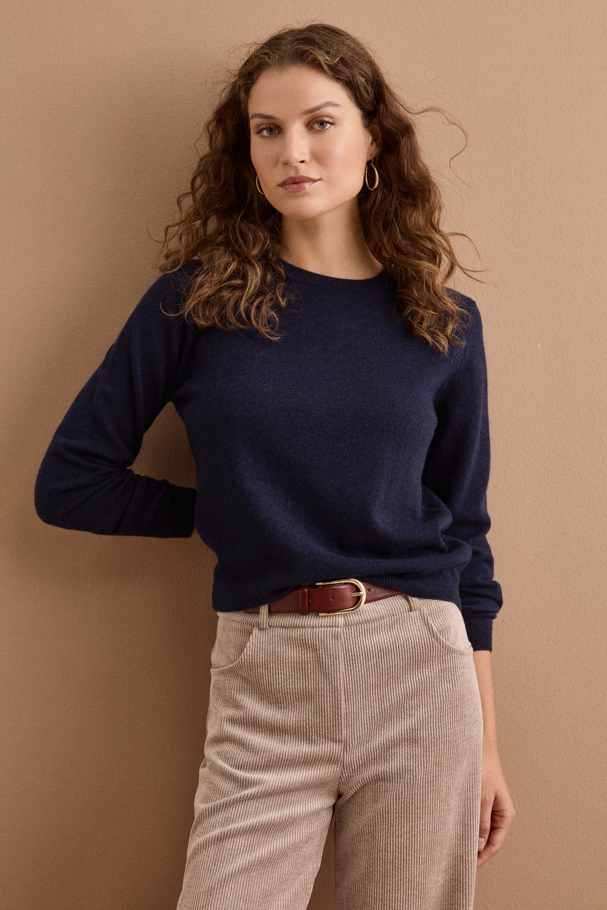 Maglia Girocollo in Puro Cashmere - BLU