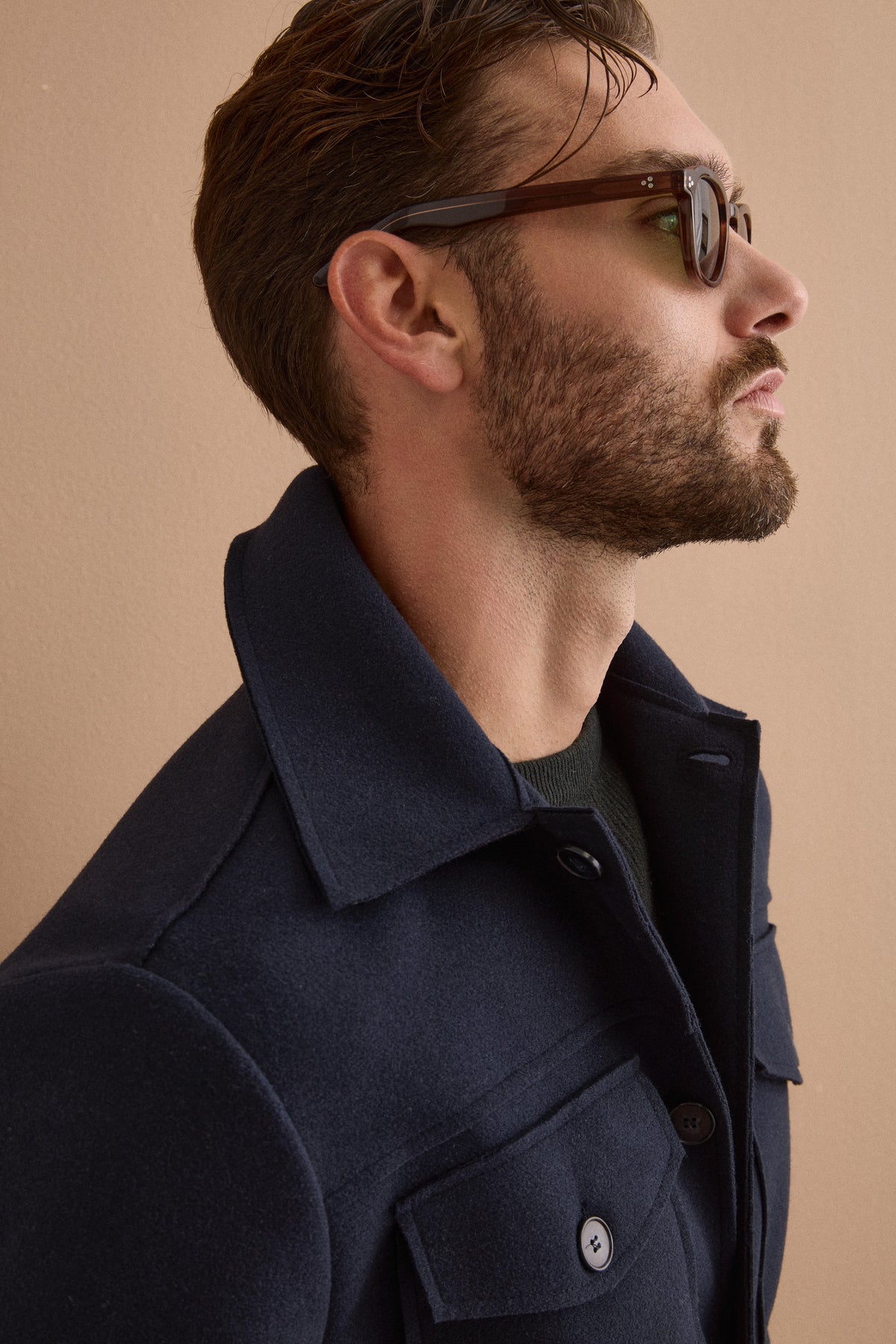 Giubbotto Overshirt Sfoderato con Tasche - BLU