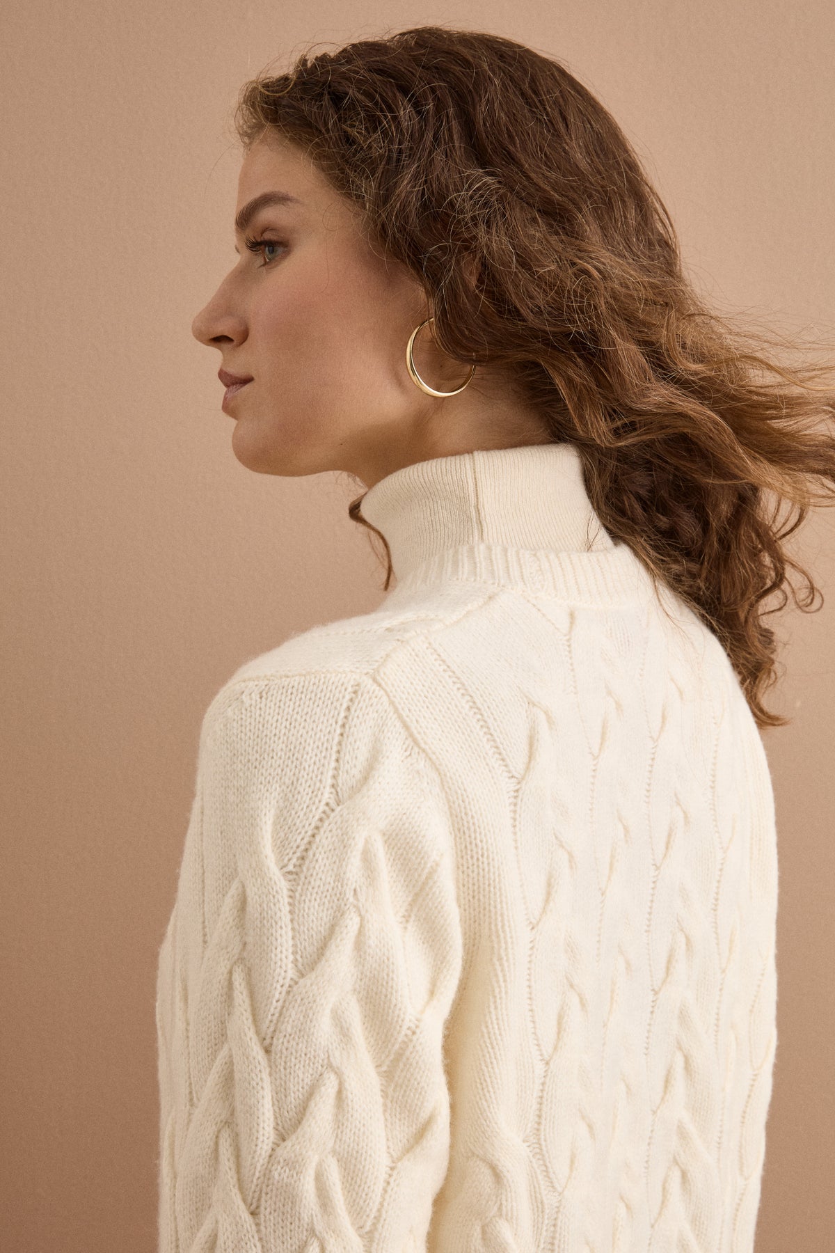 Cardigan a Trecce in Lana e Cashmere - PANNA