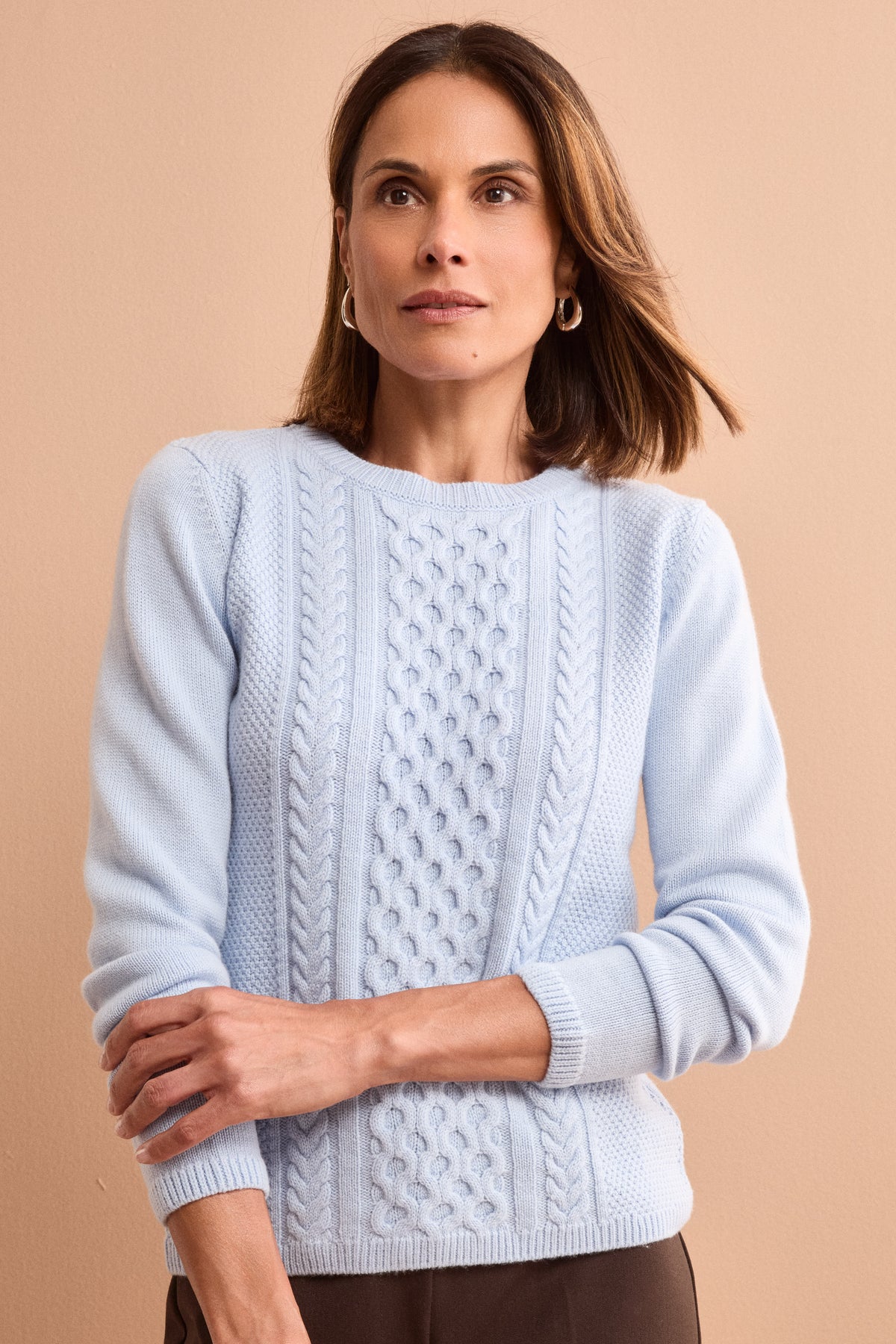Strukturierter Pullover aus Wolle und Kaschmir - Hellblau