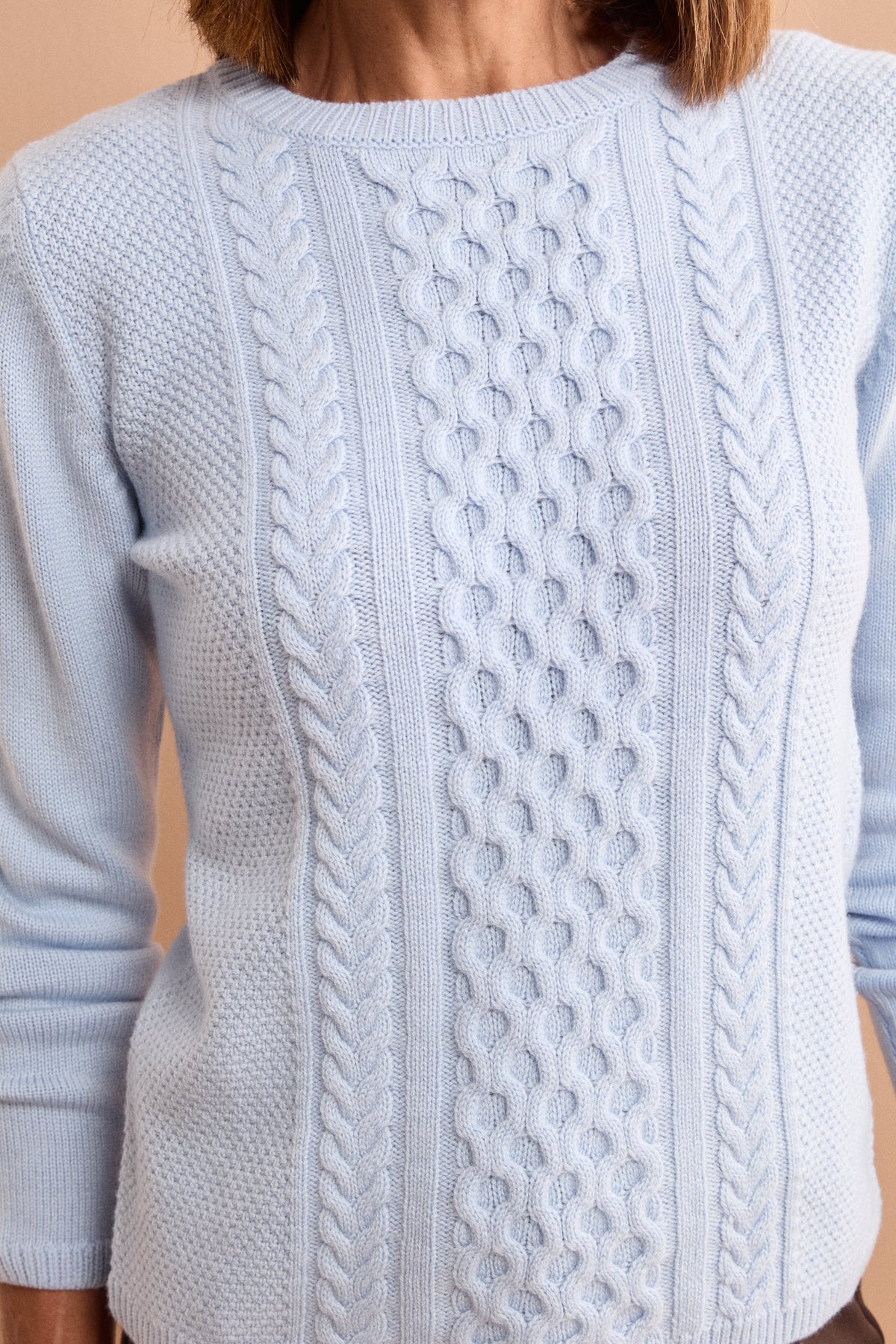 Strukturierter Pullover aus Wolle und Kaschmir - Hellblau