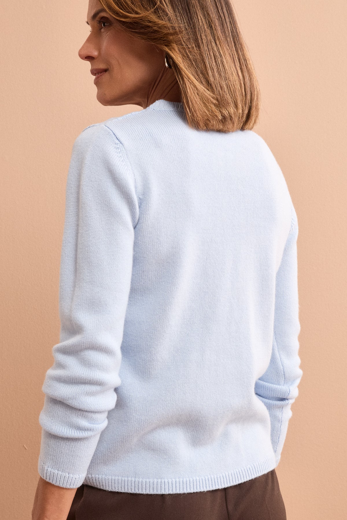 Strukturierter Pullover aus Wolle und Kaschmir - Hellblau