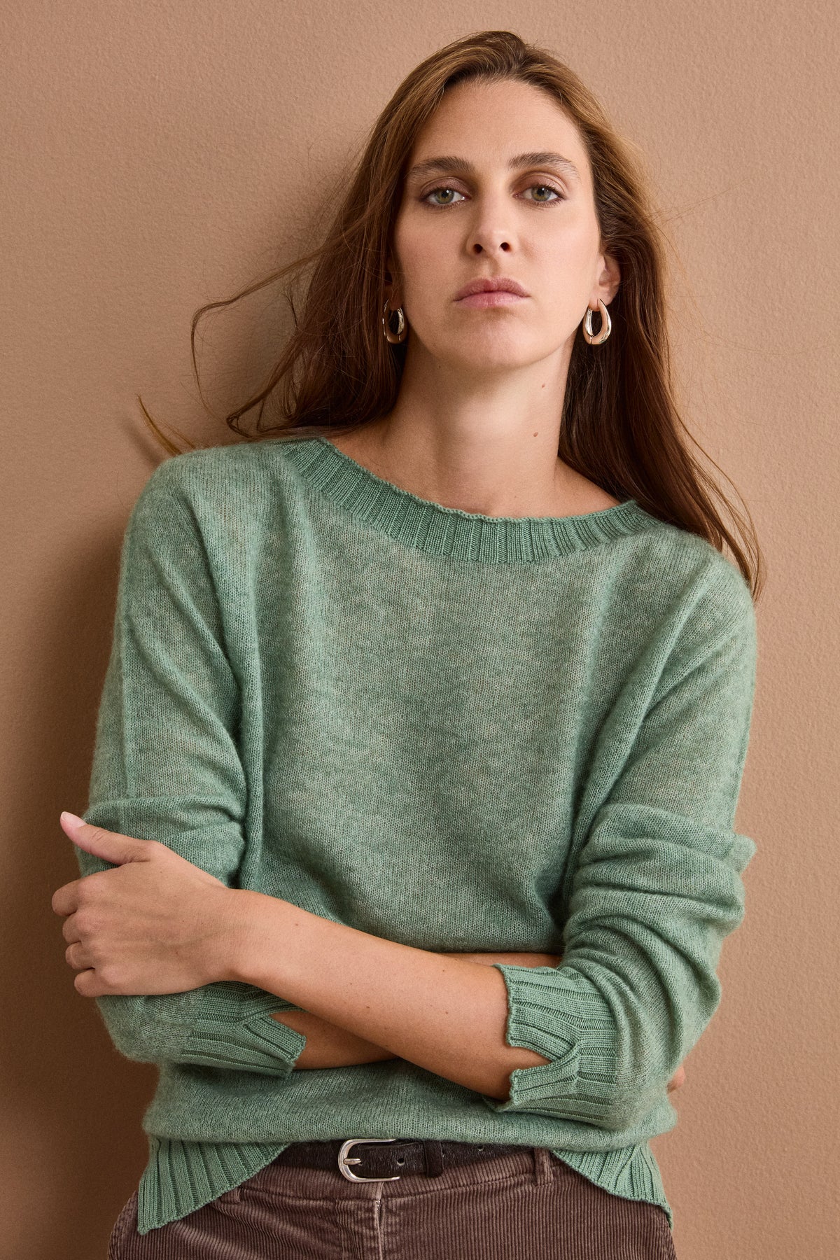 Oversize-Rundhalspullover aus Baby-Alpaka-Mischung - GRÜN