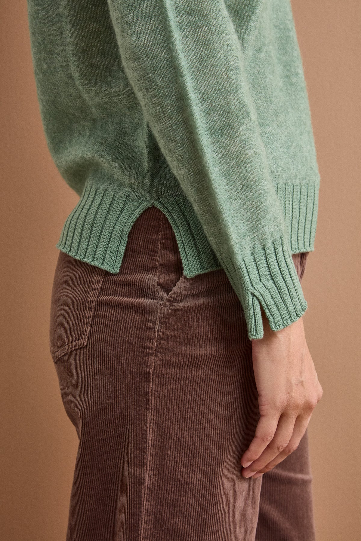 Oversize-Rundhalspullover aus Baby-Alpaka-Mischung - GRÜN