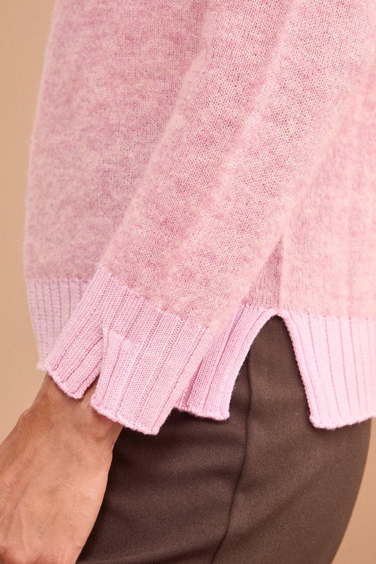 Weicher Stehkragenpullover aus Alpakamix - Rosa