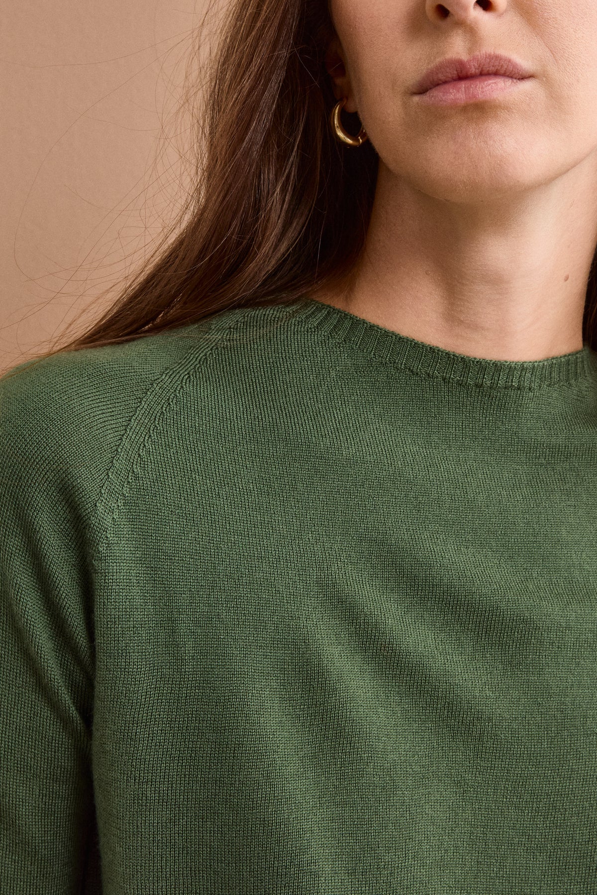 Pull col bateau en laine vierge - Vert militaire