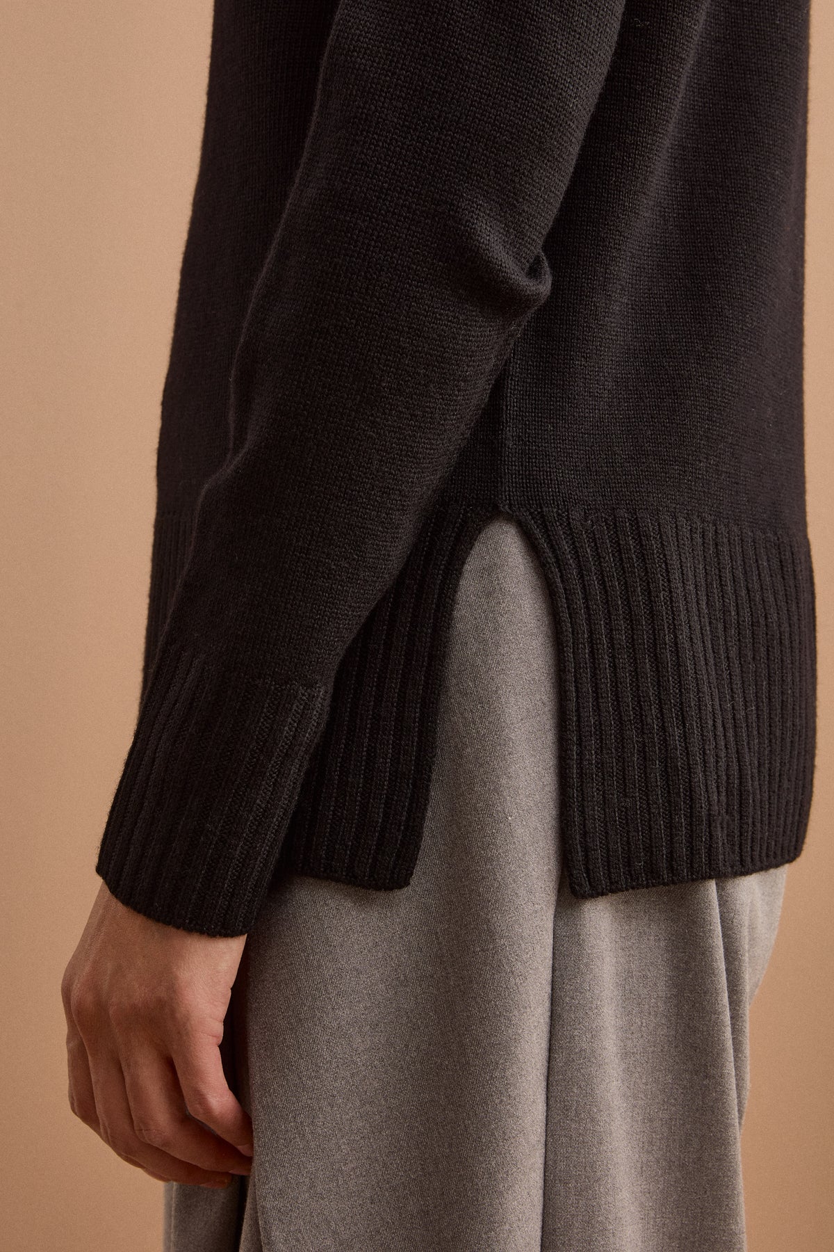 Lupetto Boxy Fit Motivo Treccia in Lana - NERO