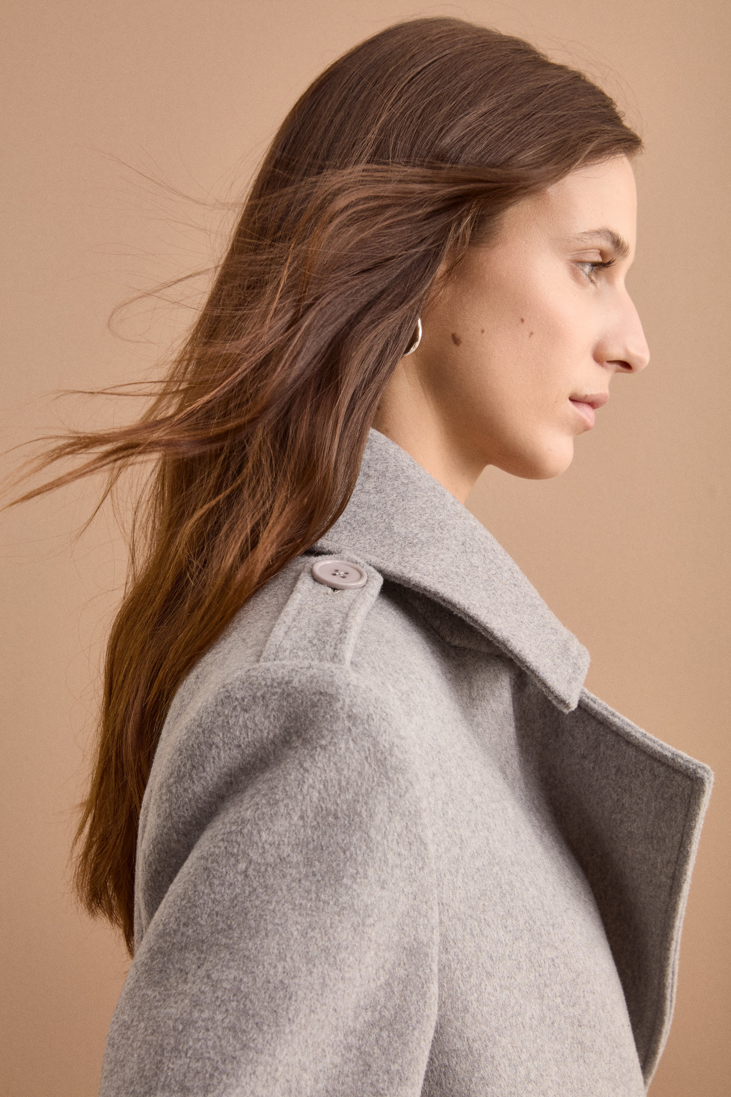 Long Double-Breasted Virgin Wool-Blend Coat - GREY