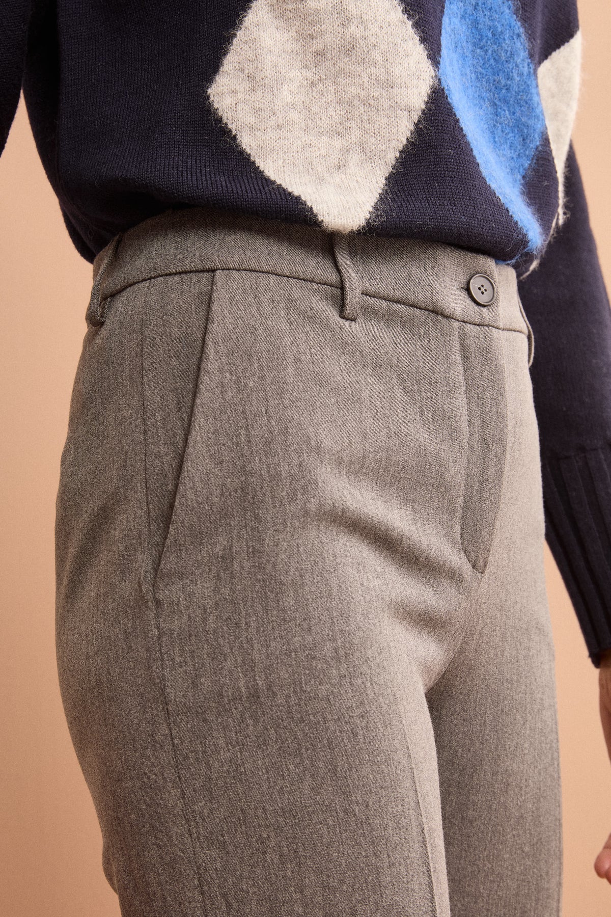 Slim-Fit-Zigarettenhose mit Aufschlag - Anthrazitgrau