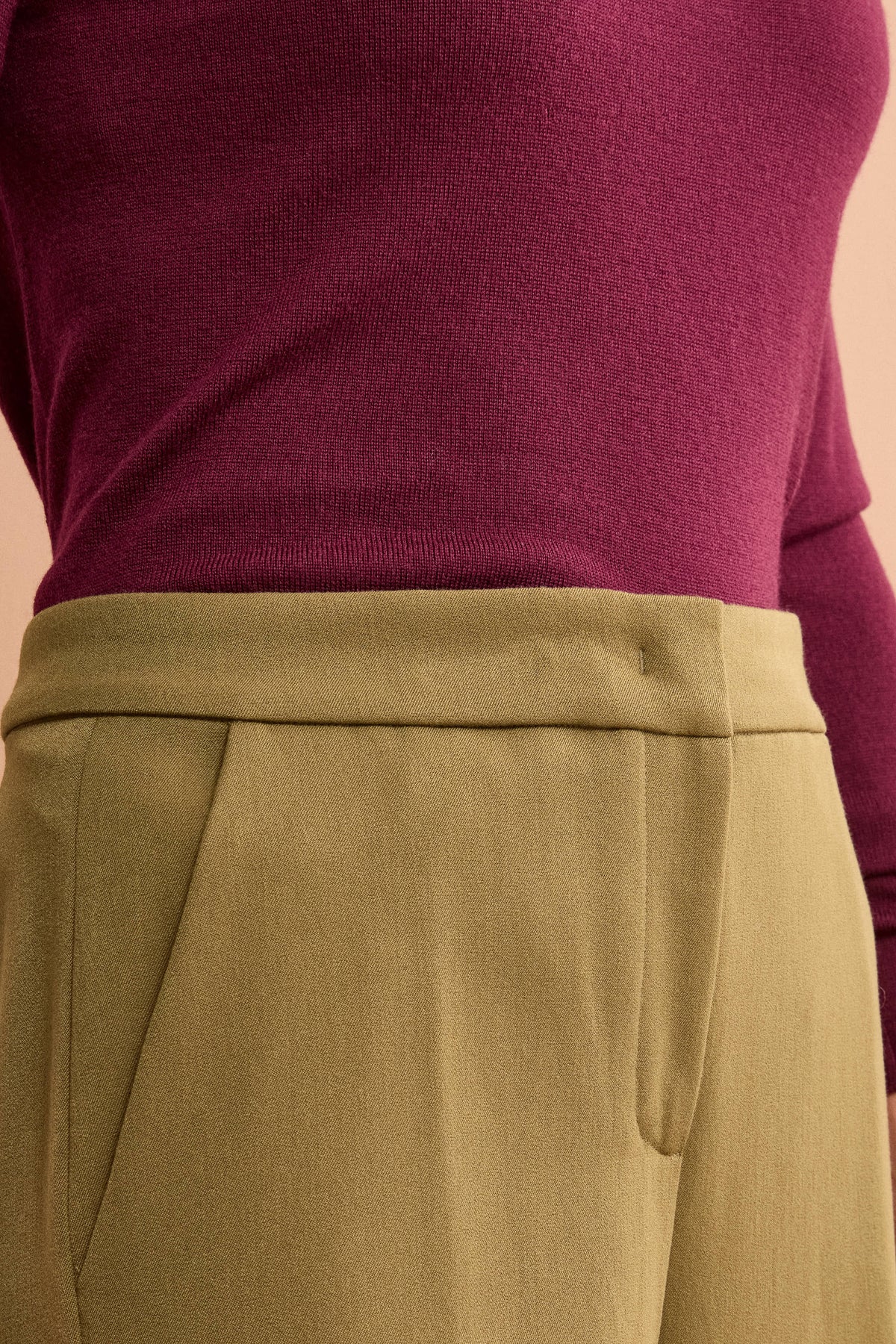 Pantalon Élégant à Jambes Larges - Vert olive