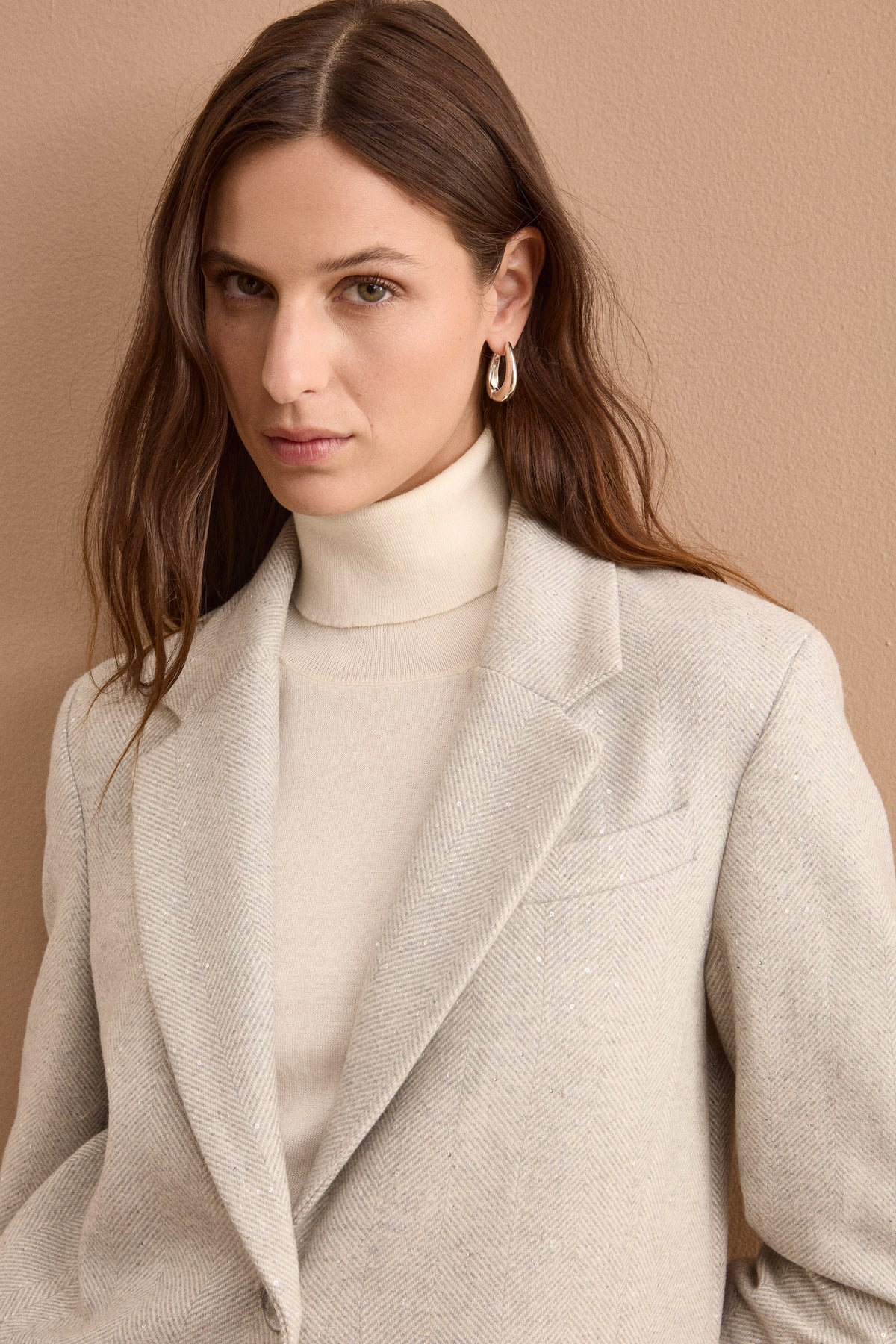 Gefütterte Jacke aus Wollmix mit Pailletten - -