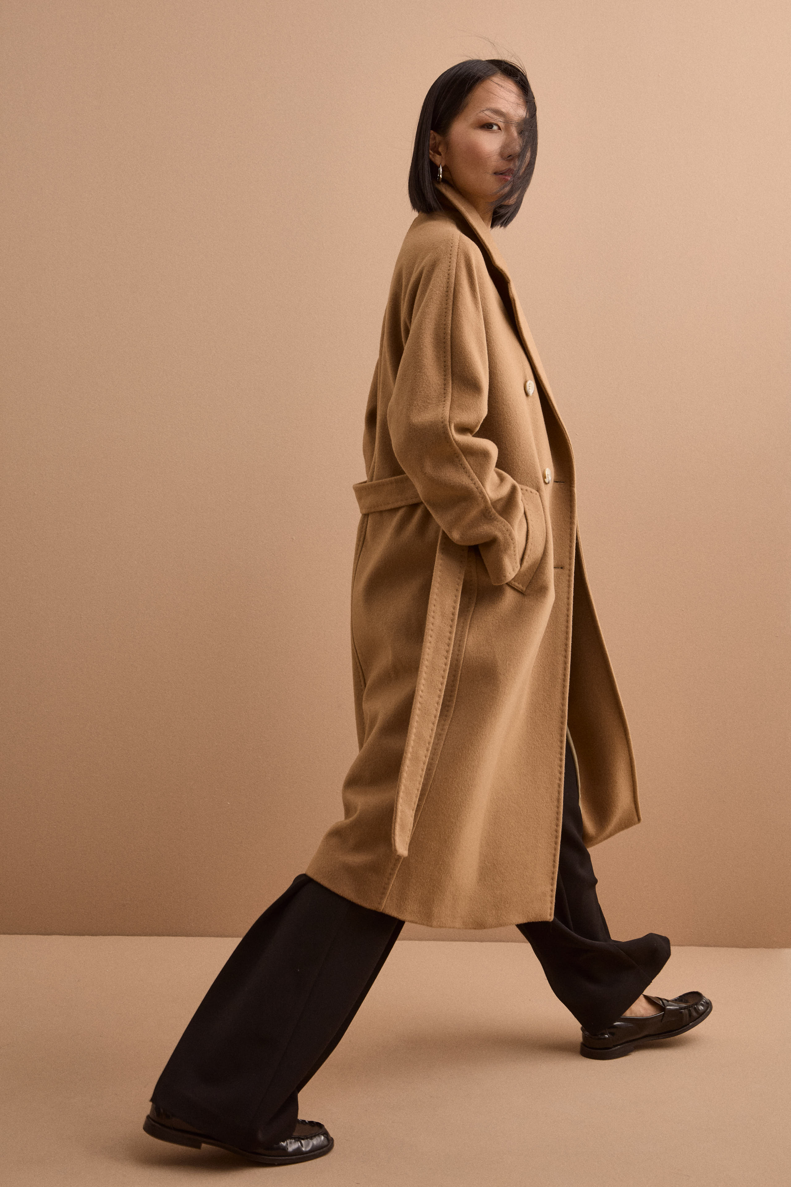Weite Bundfaltenhose - SCHWARZ