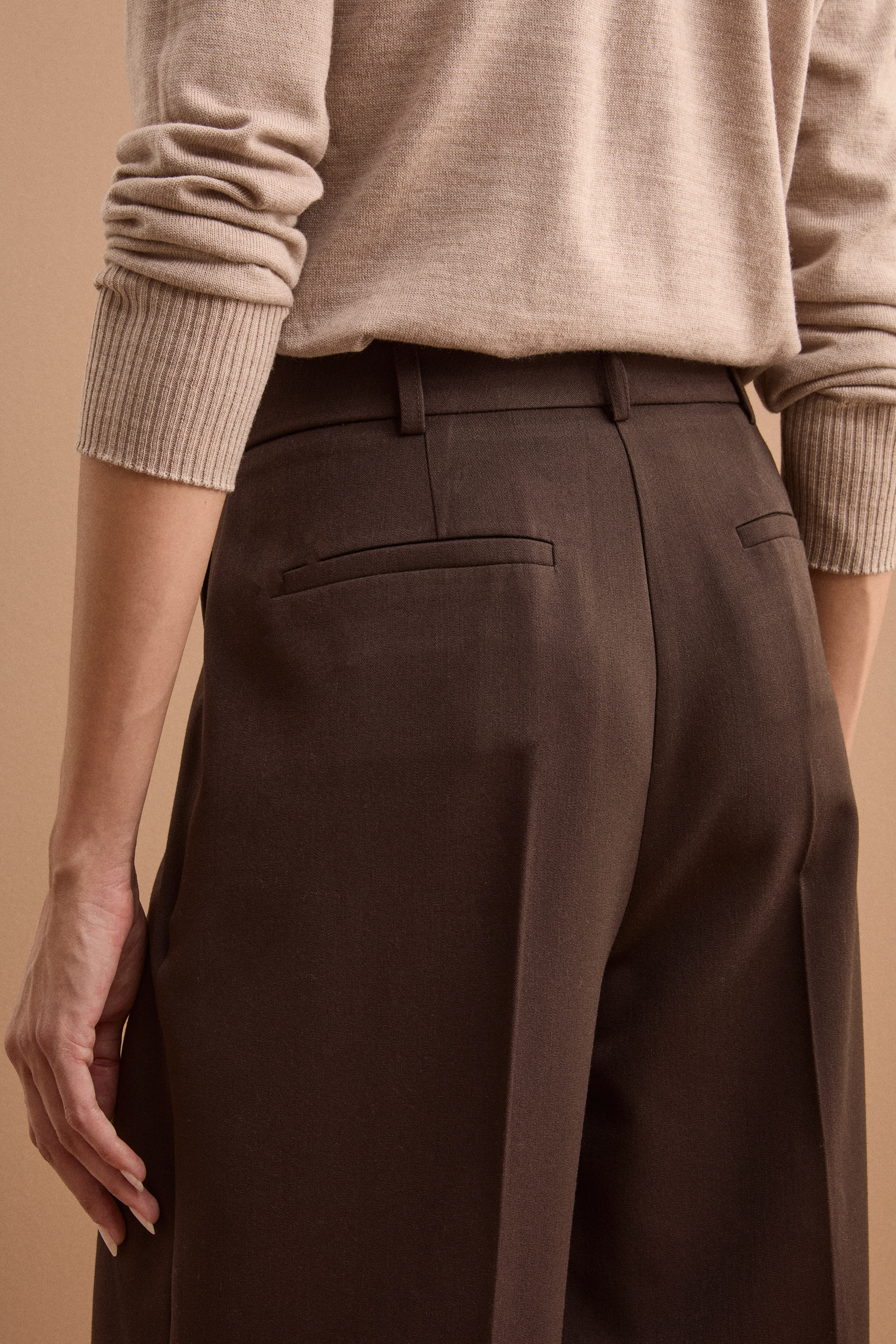 Weite Bundfaltenhose - Dunkelbraun