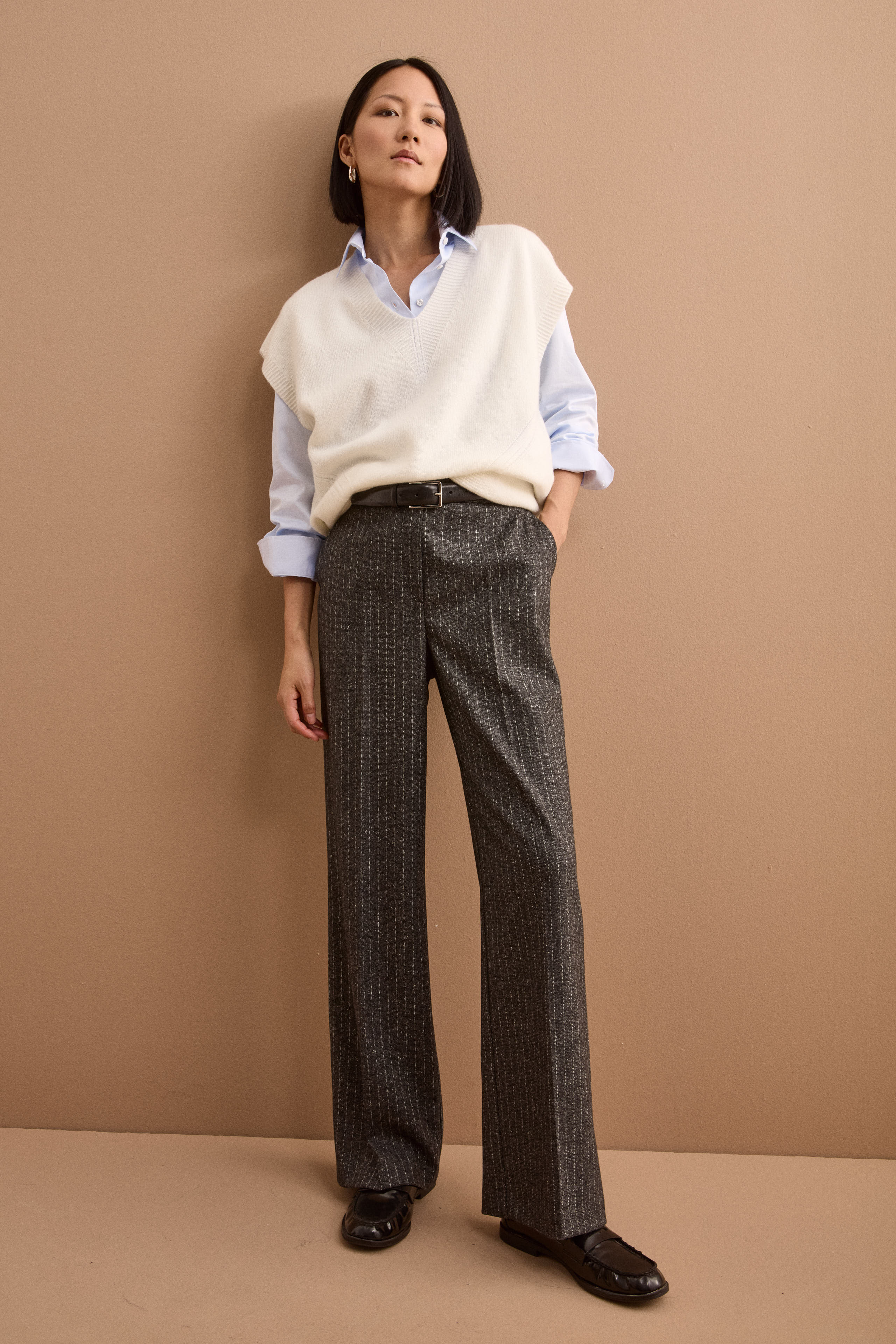 Wool-Blend Palazzo Trousers - -