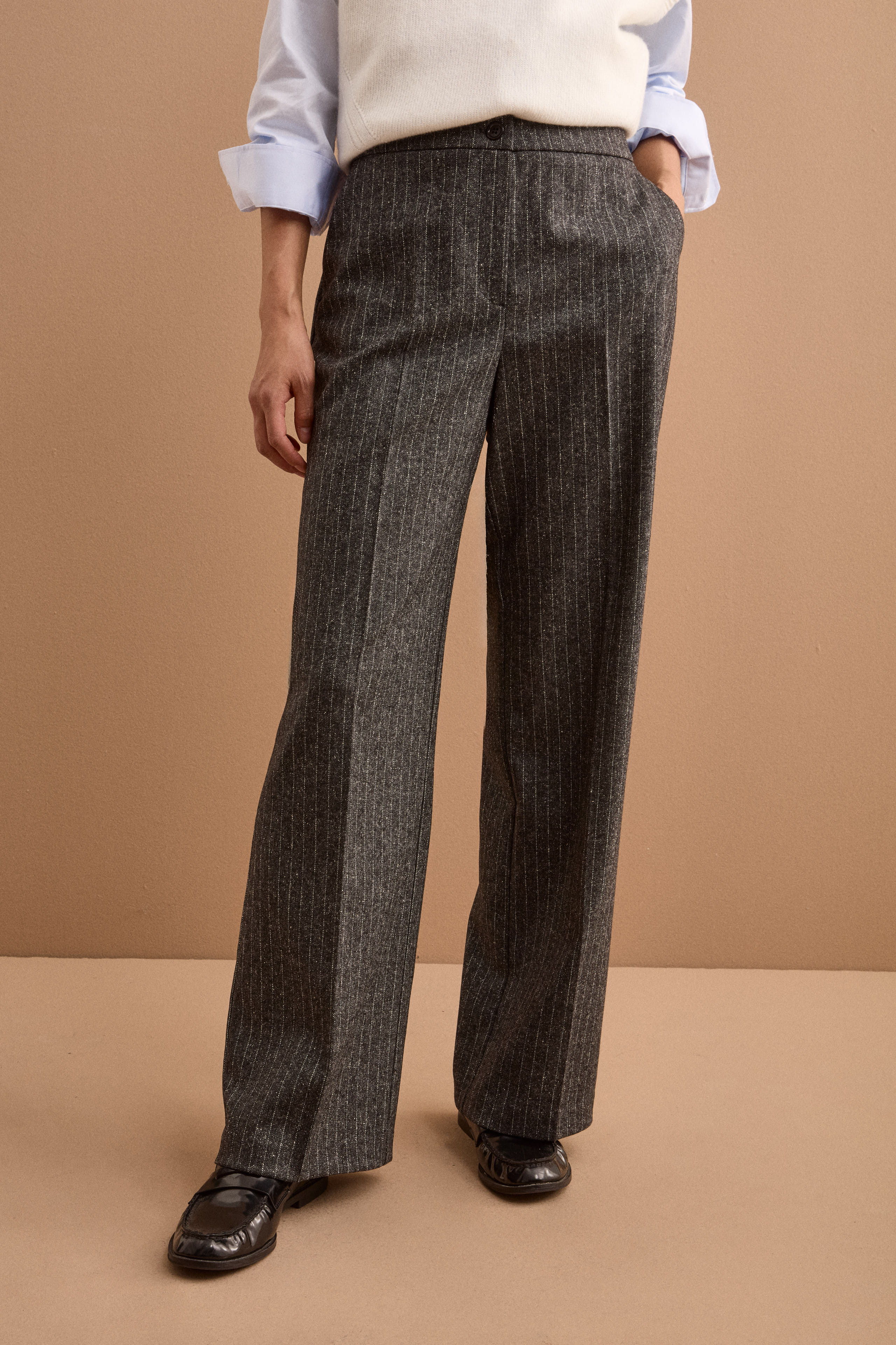 Wool-Blend Palazzo Trousers - -