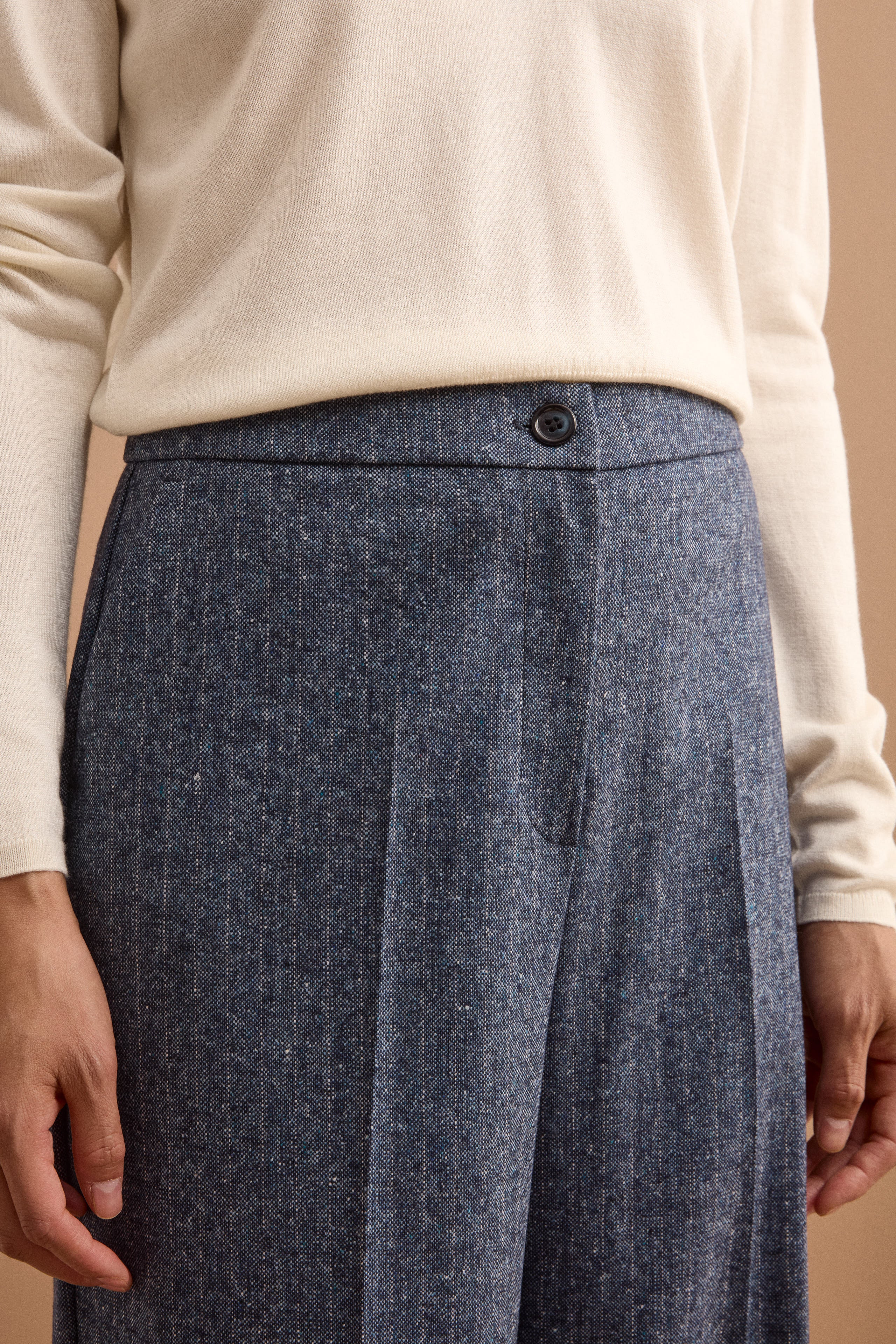 Palazzo-Hose aus Wollmix - Blauer Pinstrip