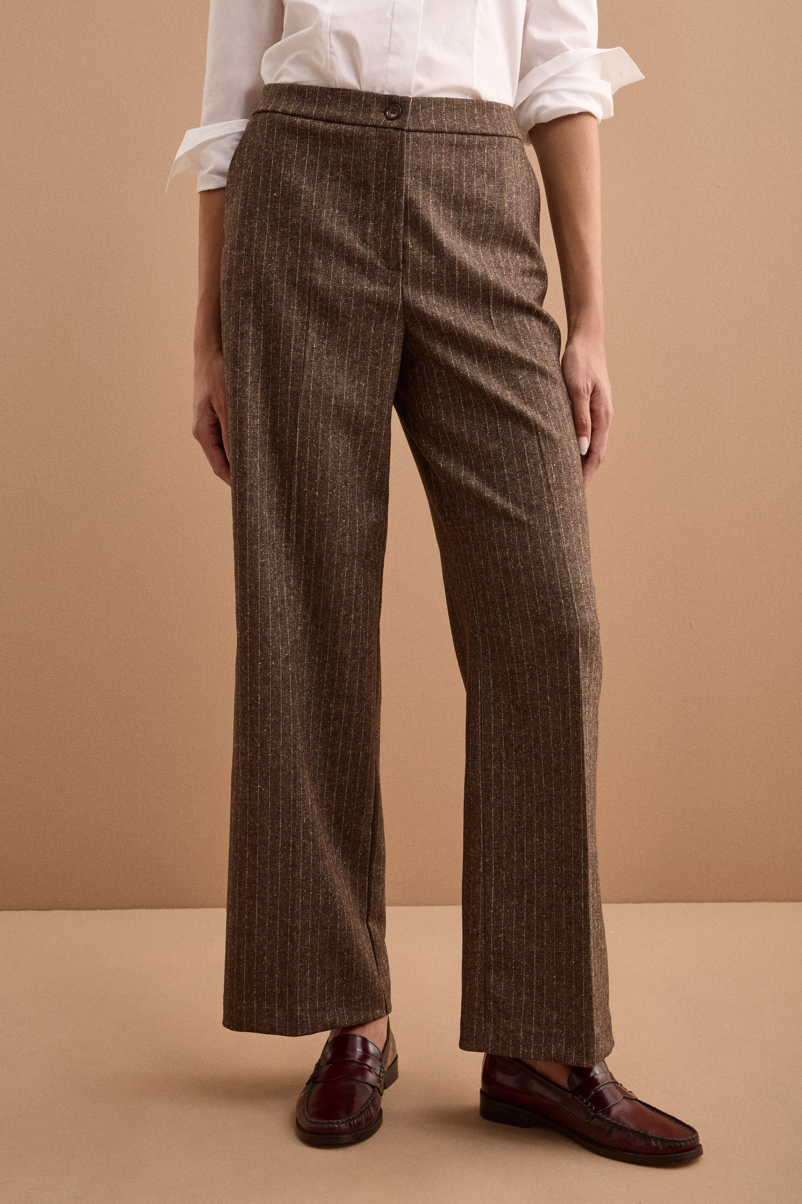 Wool-Blend Palazzo Trousers - -