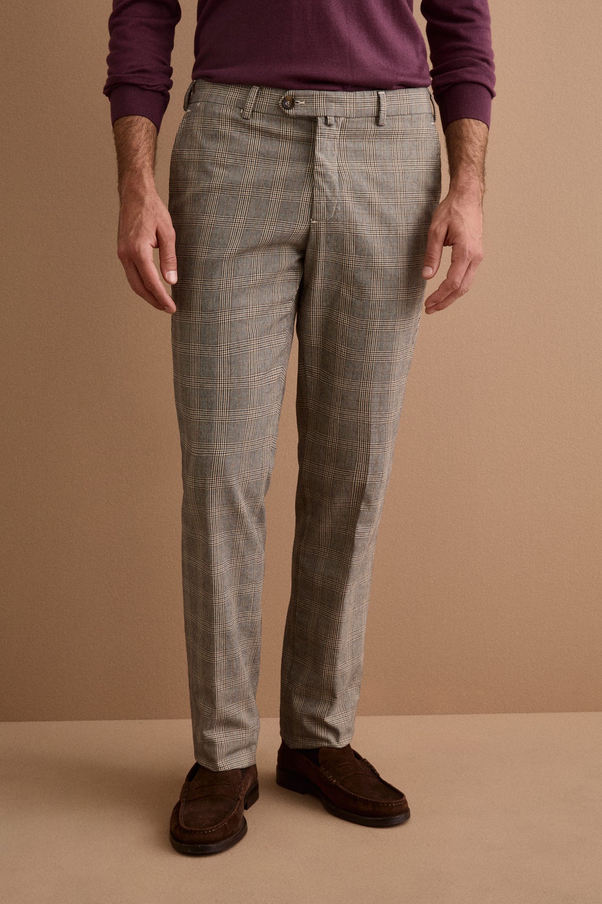 Herren Karierte Chinohose aus Baumwollmix - -