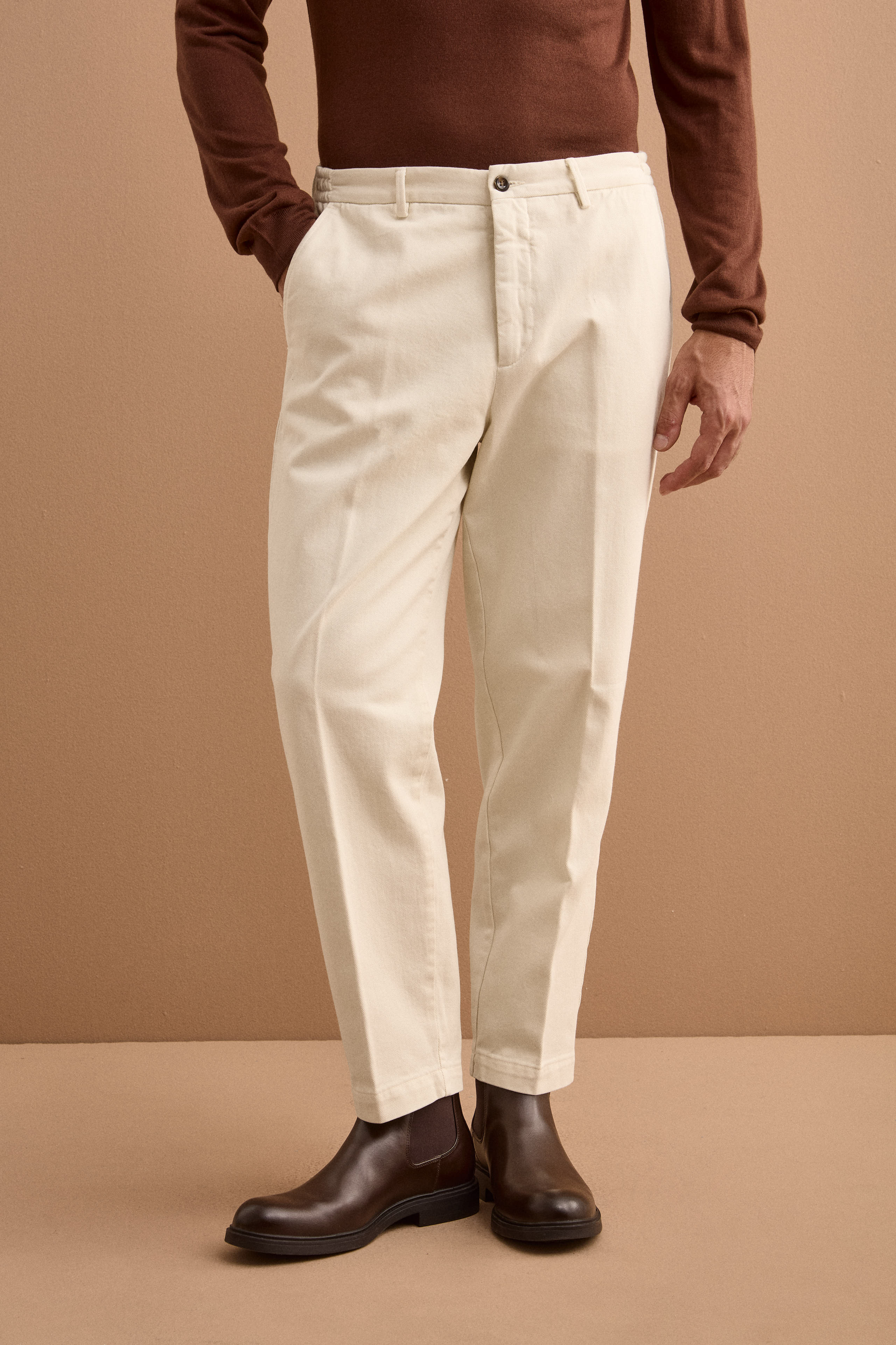 Pantalone Carrot Fit in Cotone - LATTE