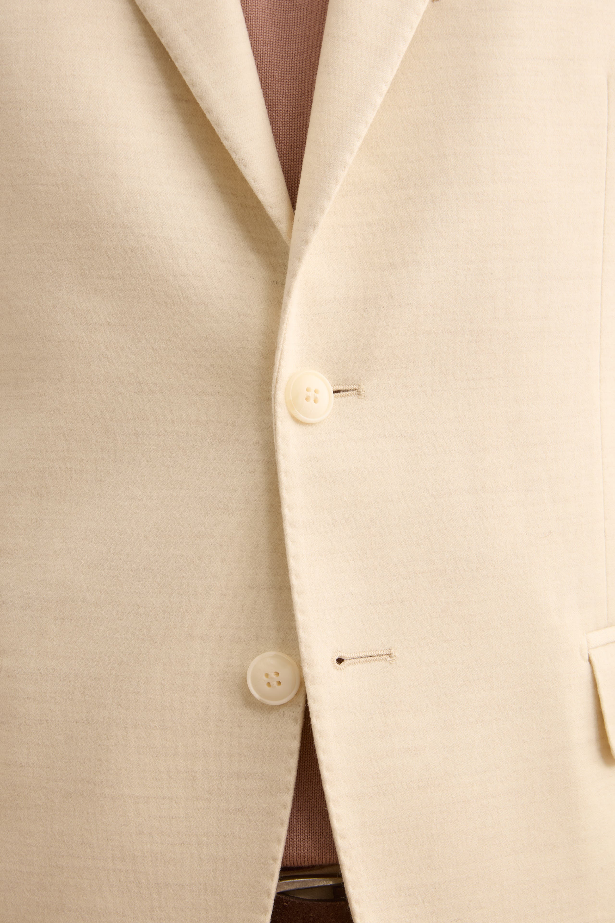 Abito Monopetto Slim Fit in Lana e Cashmere - PANNA